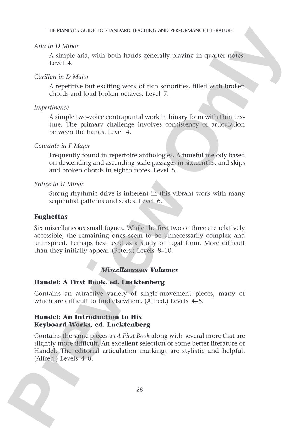 Pianists Guide to Standard Teaching and Performance Literature: Piano