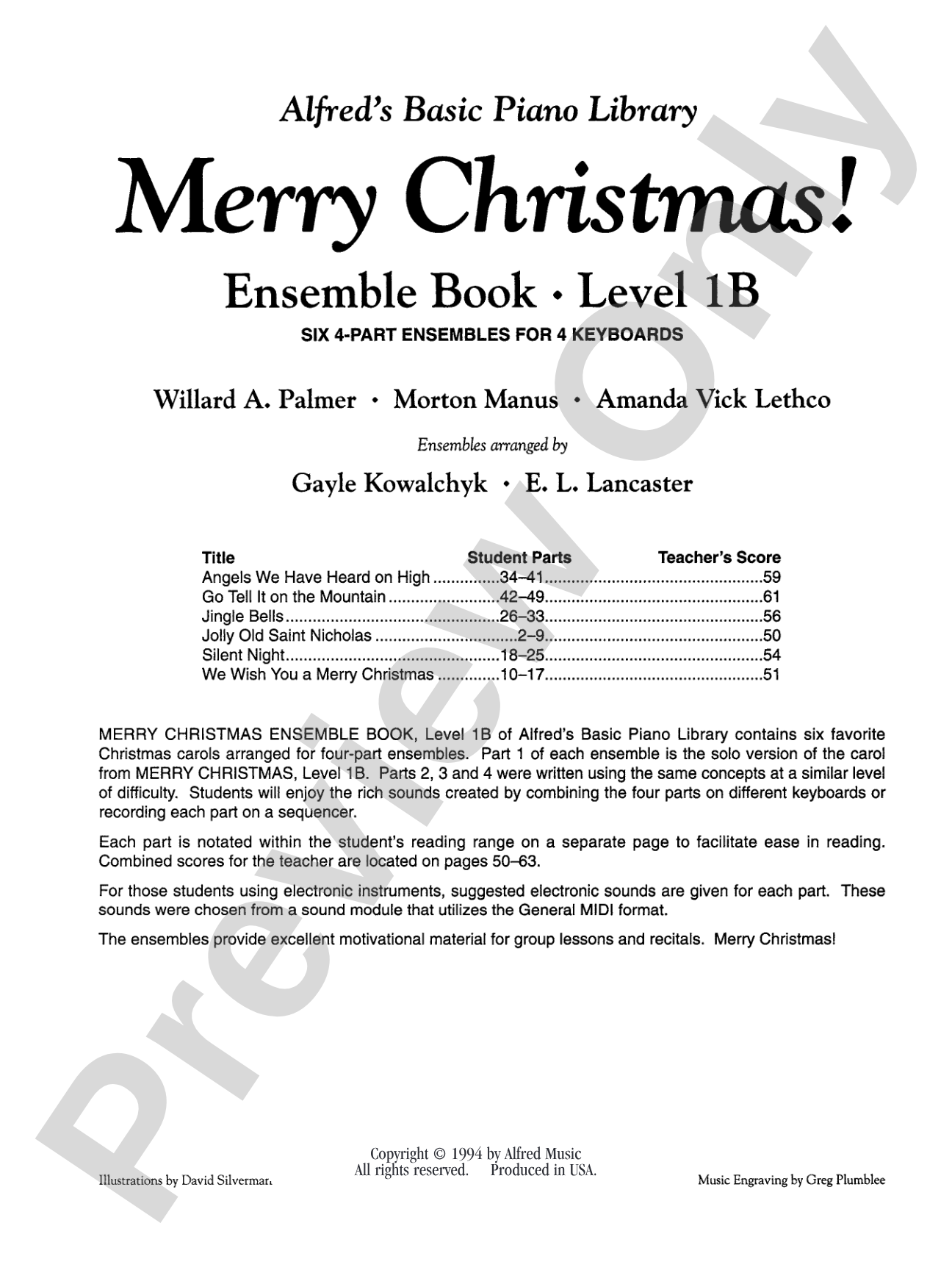 Alfred's Basic Piano Library: Merry Christmas! Ensemble, Book 1B: Piano