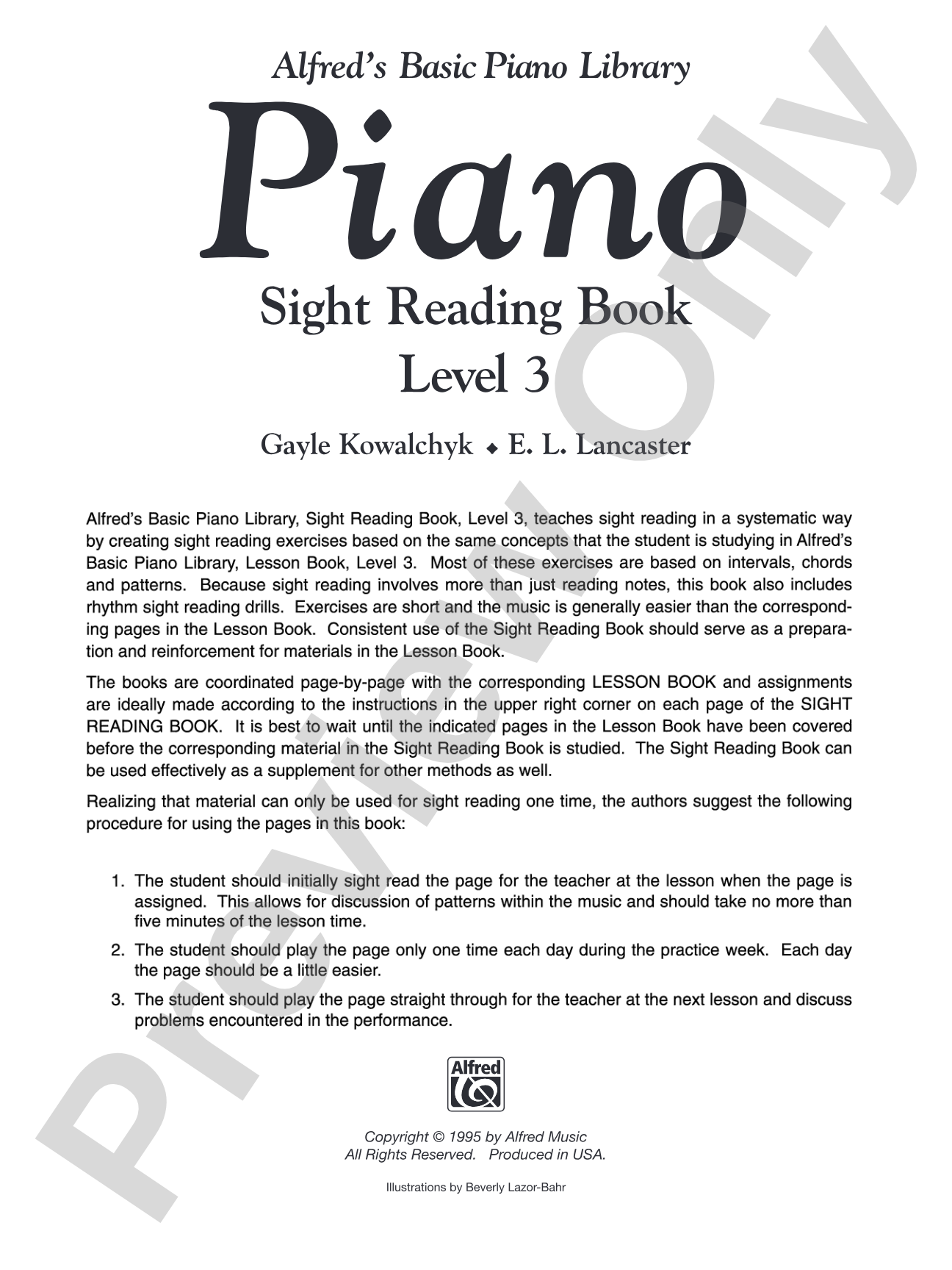 Alfred's Basic Piano Library: Sight Reading Book 3: Piano