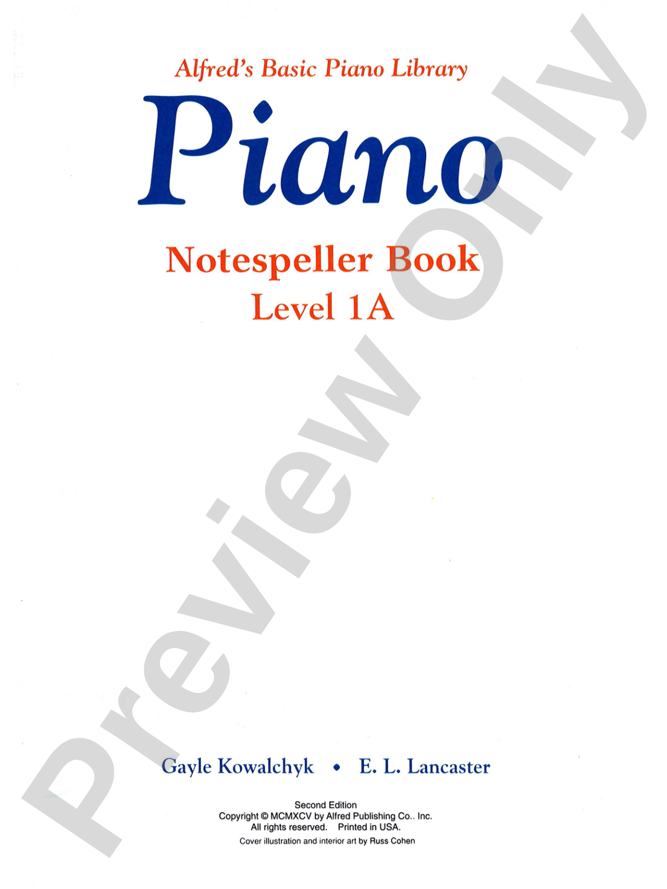 Alfred's Basic Piano Library: Notespeller Book 1A: Piano