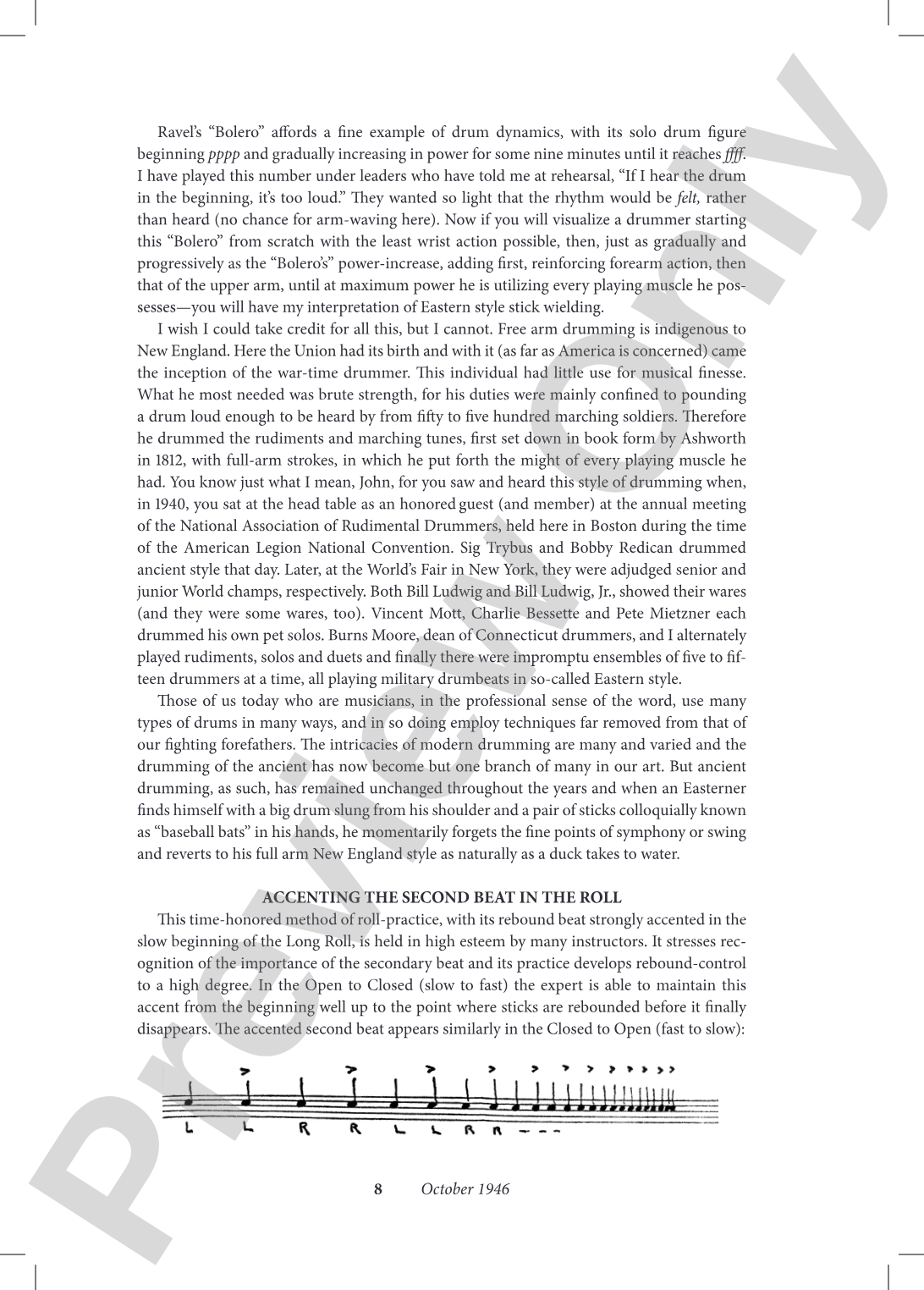 Technique of Percussion: Columns by George Lawrence Stone for International Musician Magazine 1946-1963
