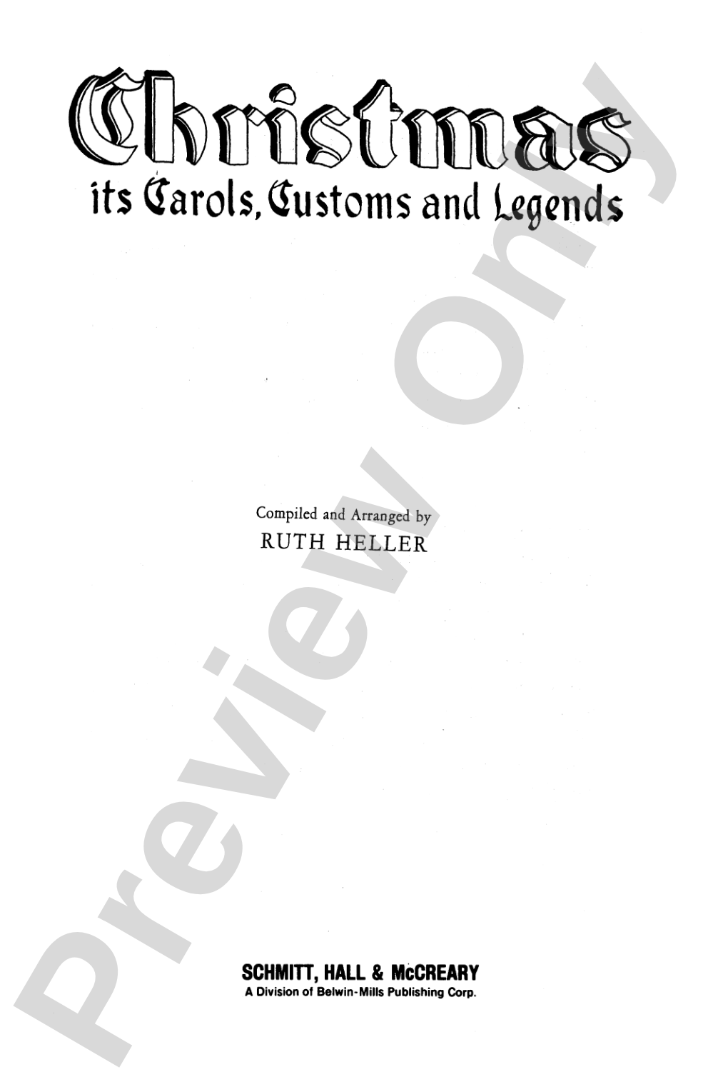 Christmas: Its Carols, Customs and Legends: Choral Book