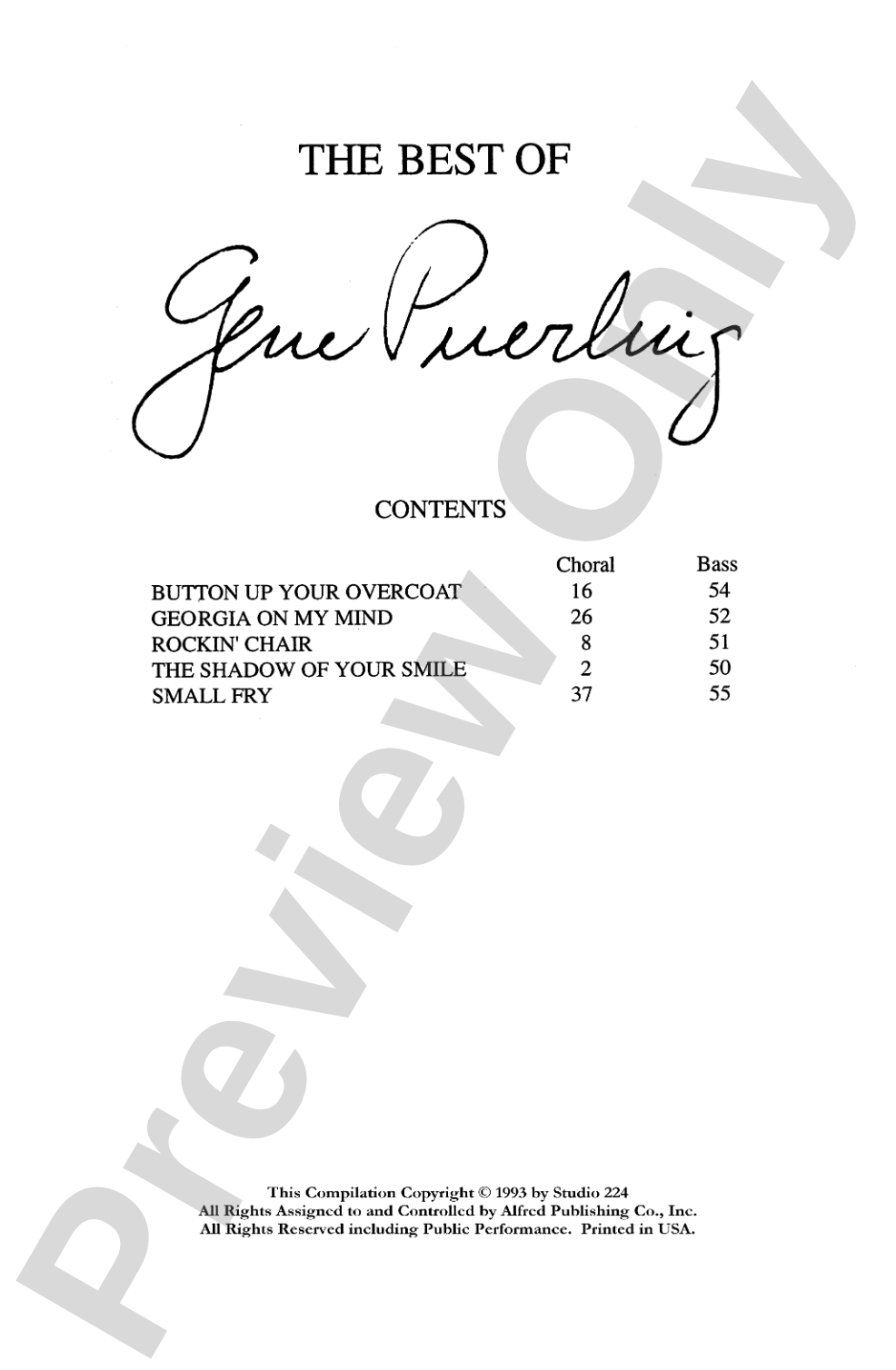 The Best of Gene Puerling: SATB Choral Book