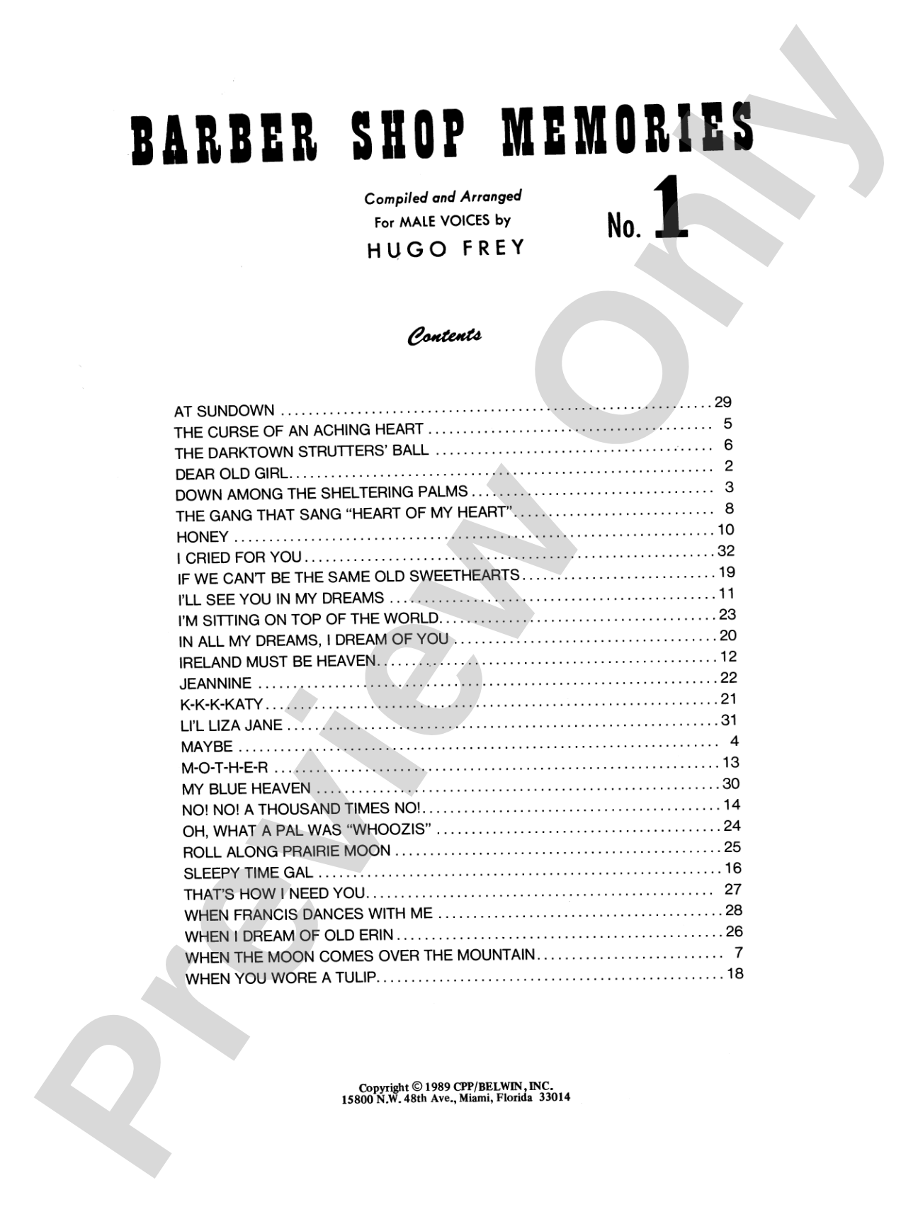 Barber Shop Memories, Number 1: Piano/Vocal/Chords Book