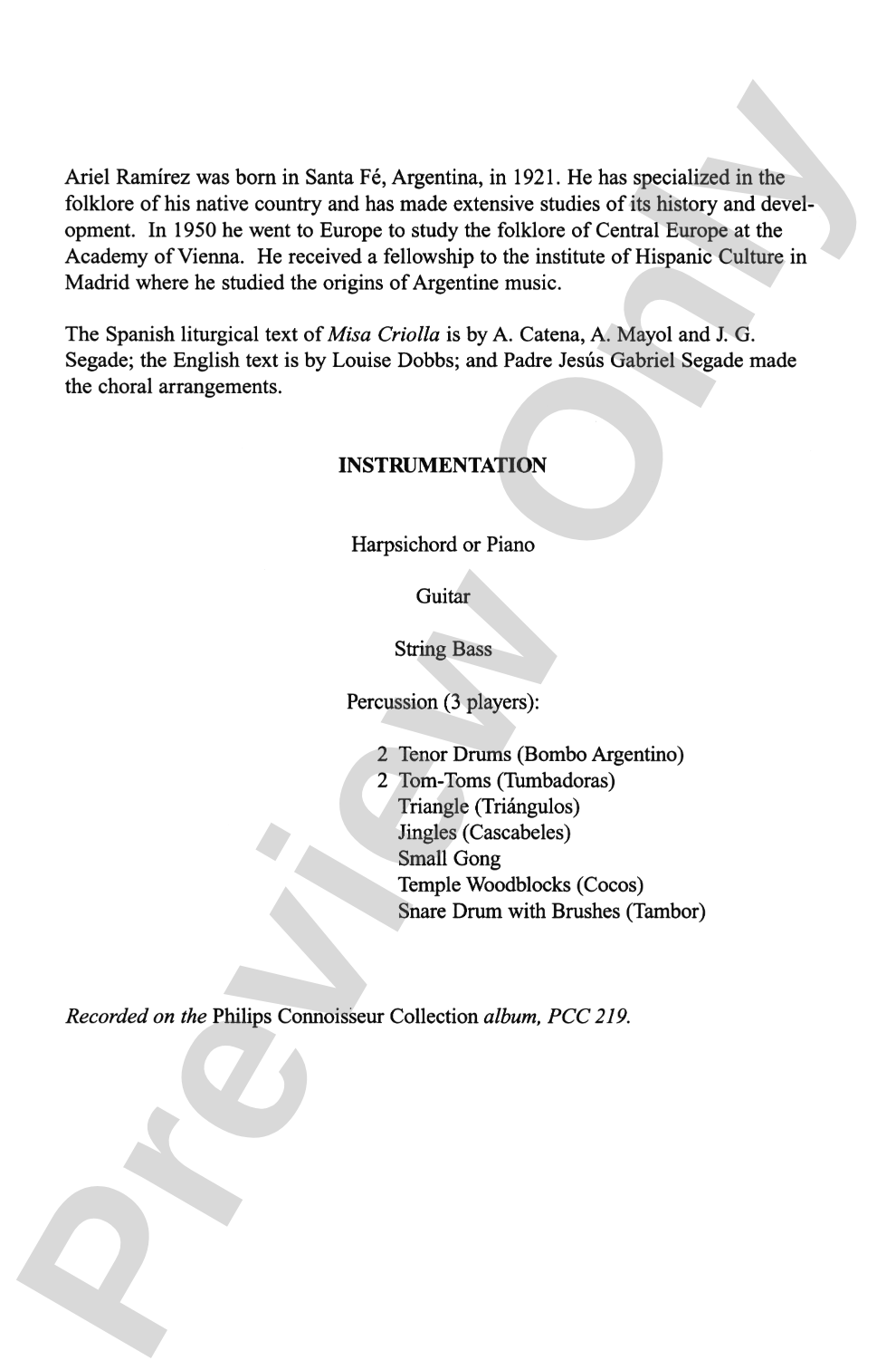Misa Criolla: SATB (S) Choral