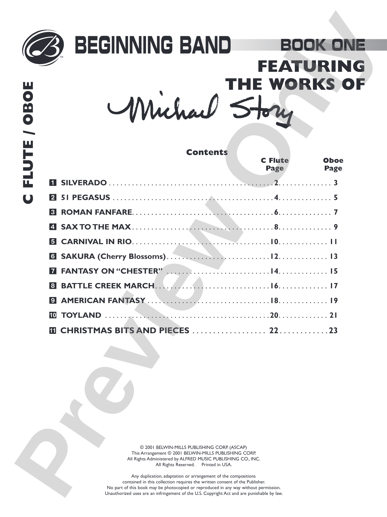 Belwin Beginning Band, Book One (featuring the works of Michael Story): Concert Band