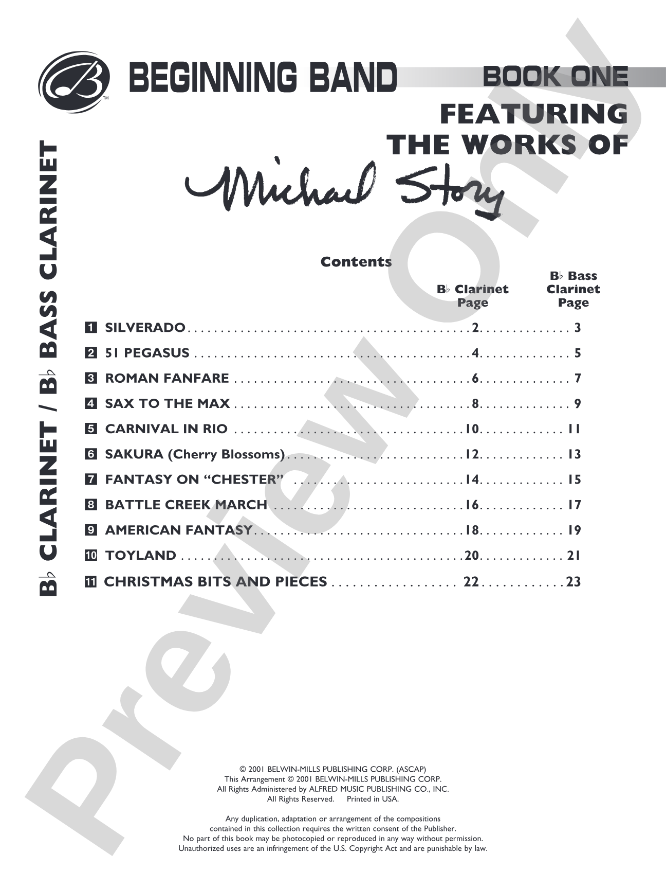 Belwin Beginning Band, Book One (featuring the works of Michael Story): Concert Band