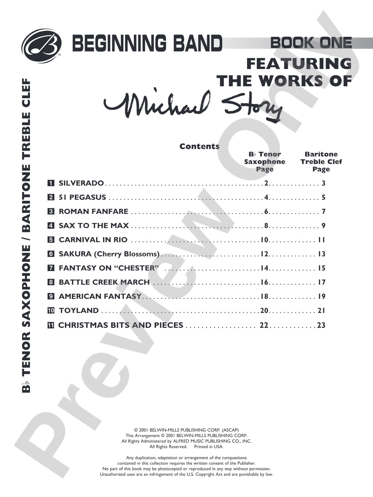 Belwin Beginning Band, Book One (featuring the works of Michael Story): Concert Band