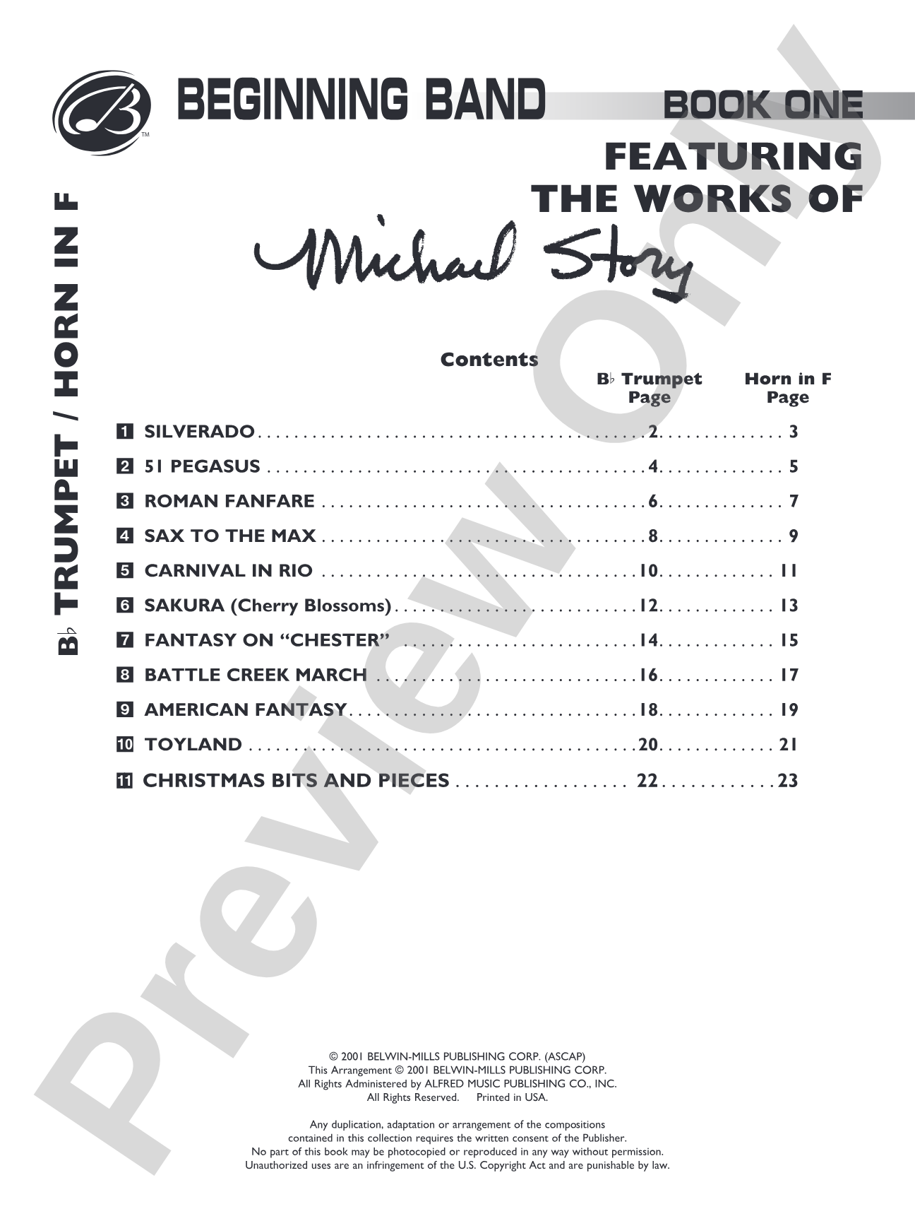 Belwin Beginning Band, Book One (featuring the works of Michael Story): Concert Band