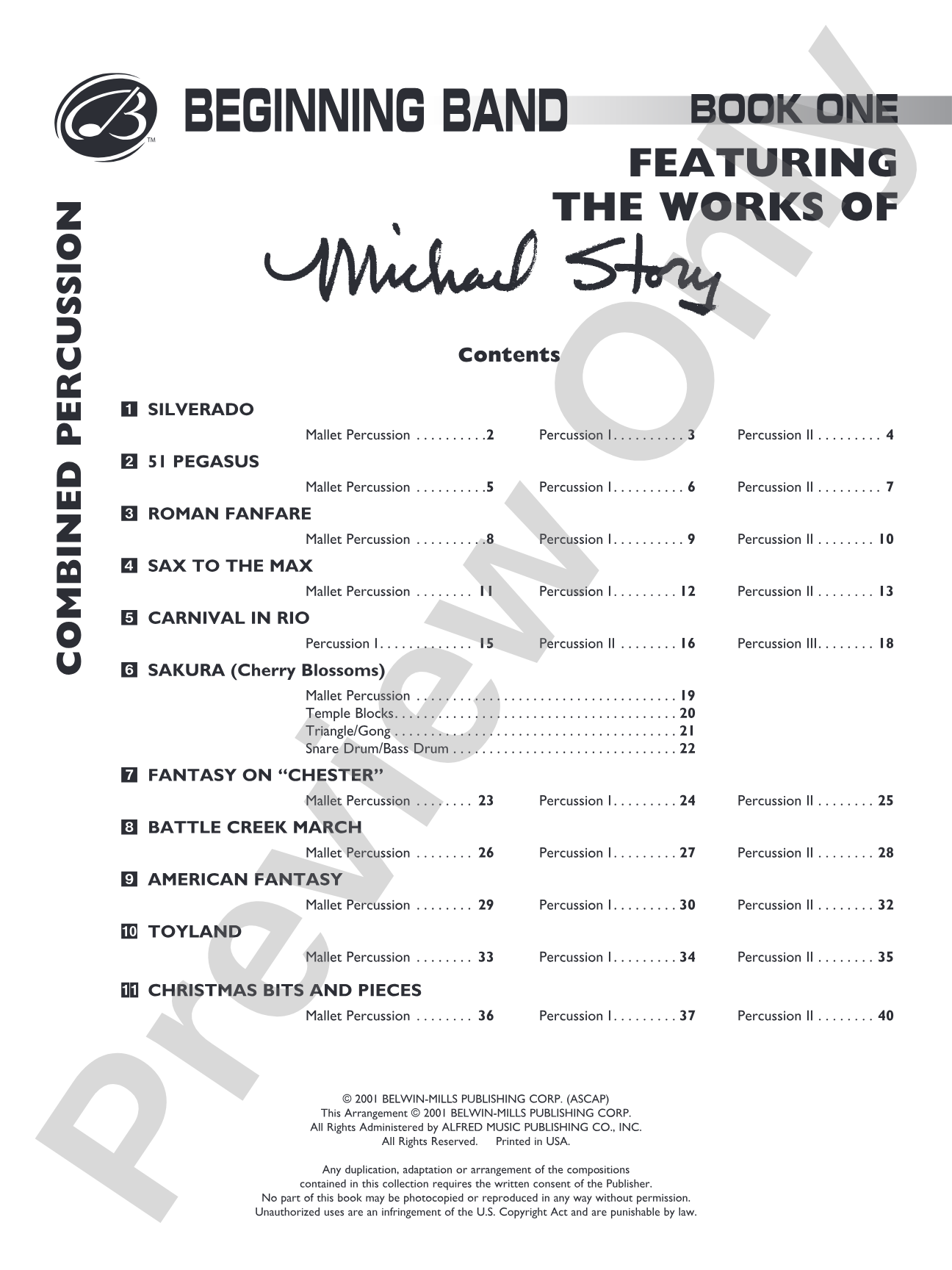 Belwin Beginning Band, Book One (featuring the works of Michael Story): Concert Band