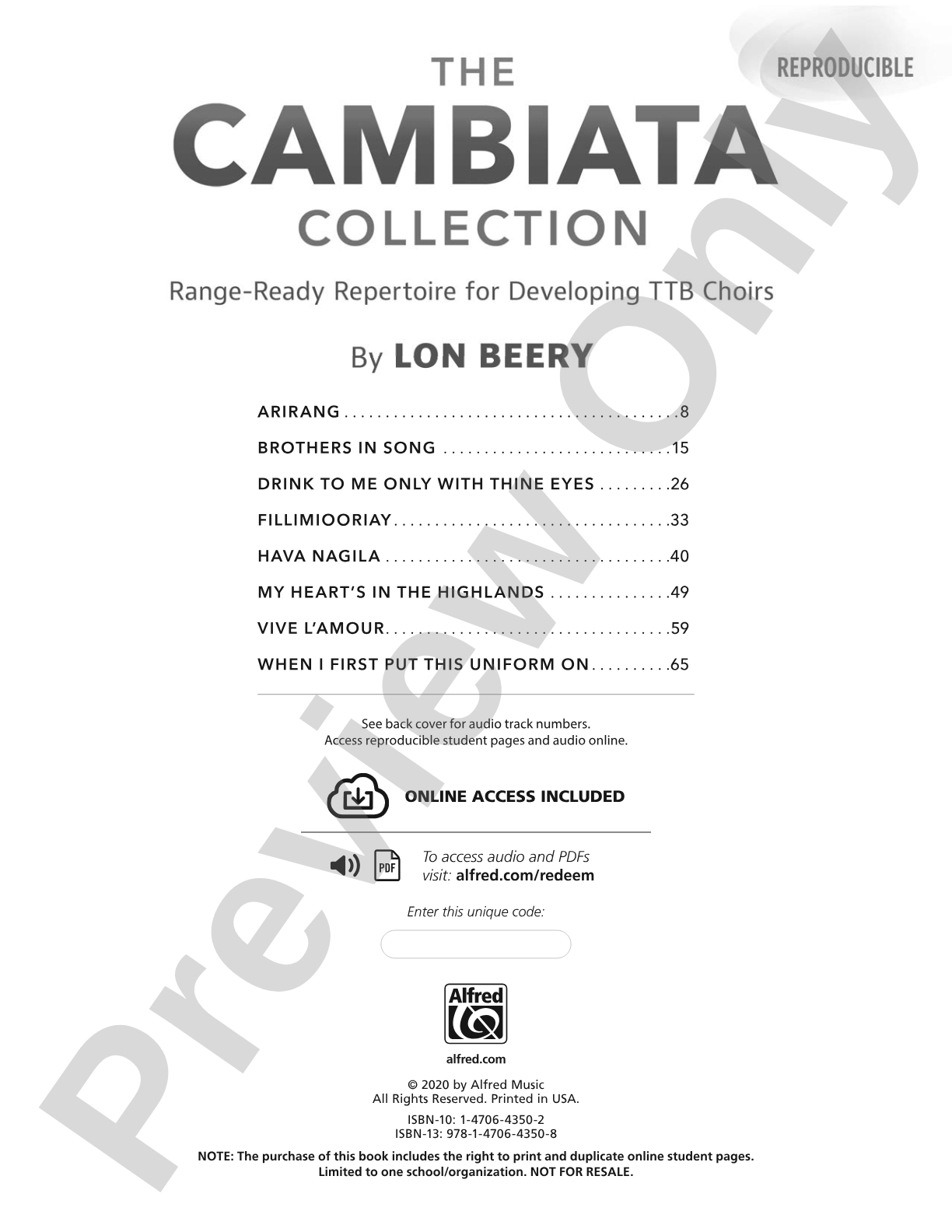 The Cambiata Collection: Range-Ready Repertoire for Developing TTB Choirs: Book & Online PDF/Audio