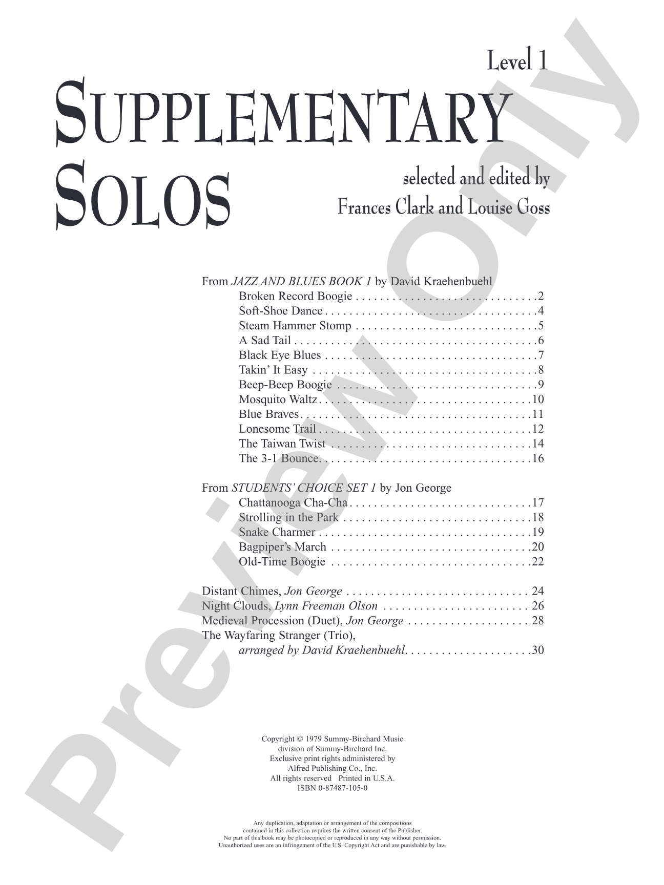 Supplementary Solos, Level 1: Piano