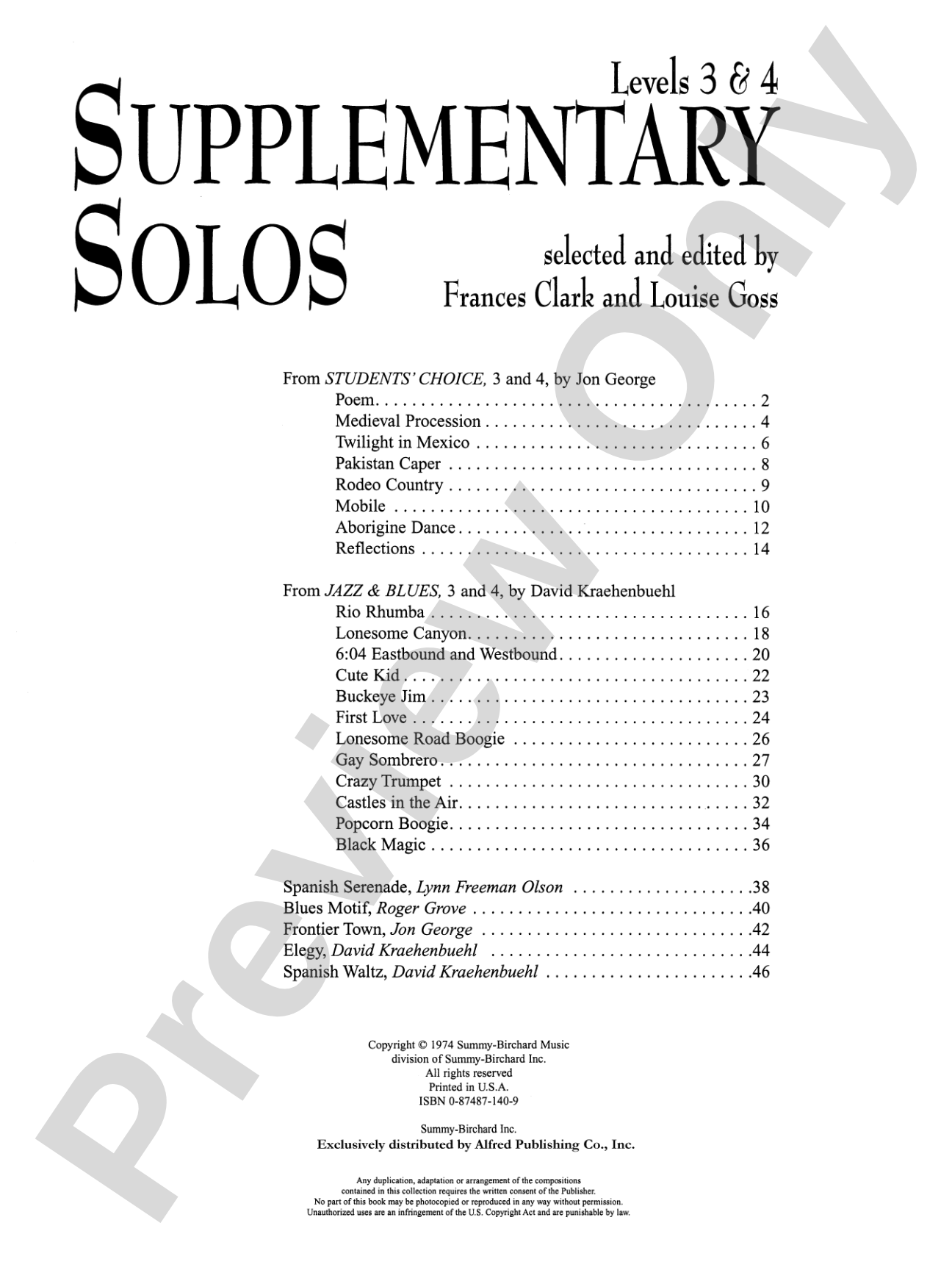 Supplementary Solos, Levels 3 & 4: Piano