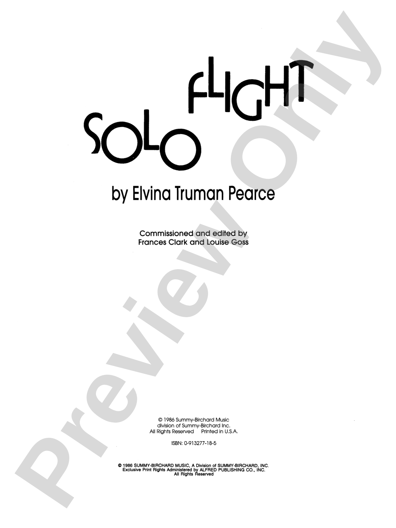Solo Flight (for Time to Begin, Part 1): 16 Solos for the Beginning Pianist: Piano
