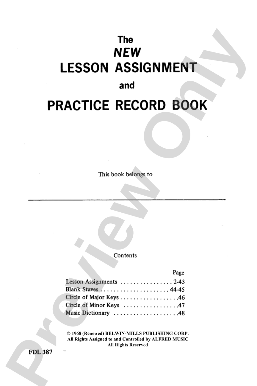 The New Lesson Assignment and Practice Record Book: Piano