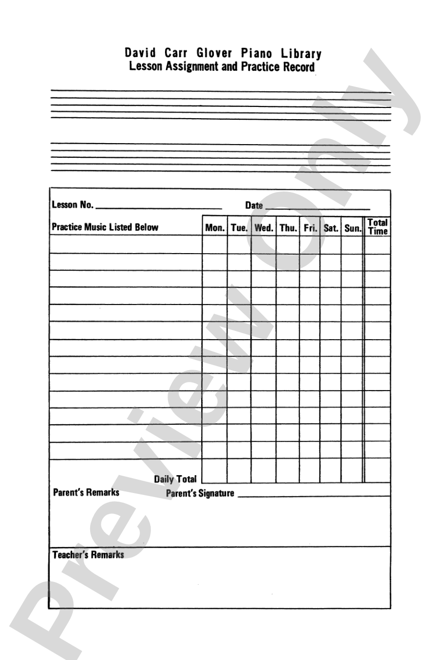 The New Lesson Assignment and Practice Record Book: Piano
