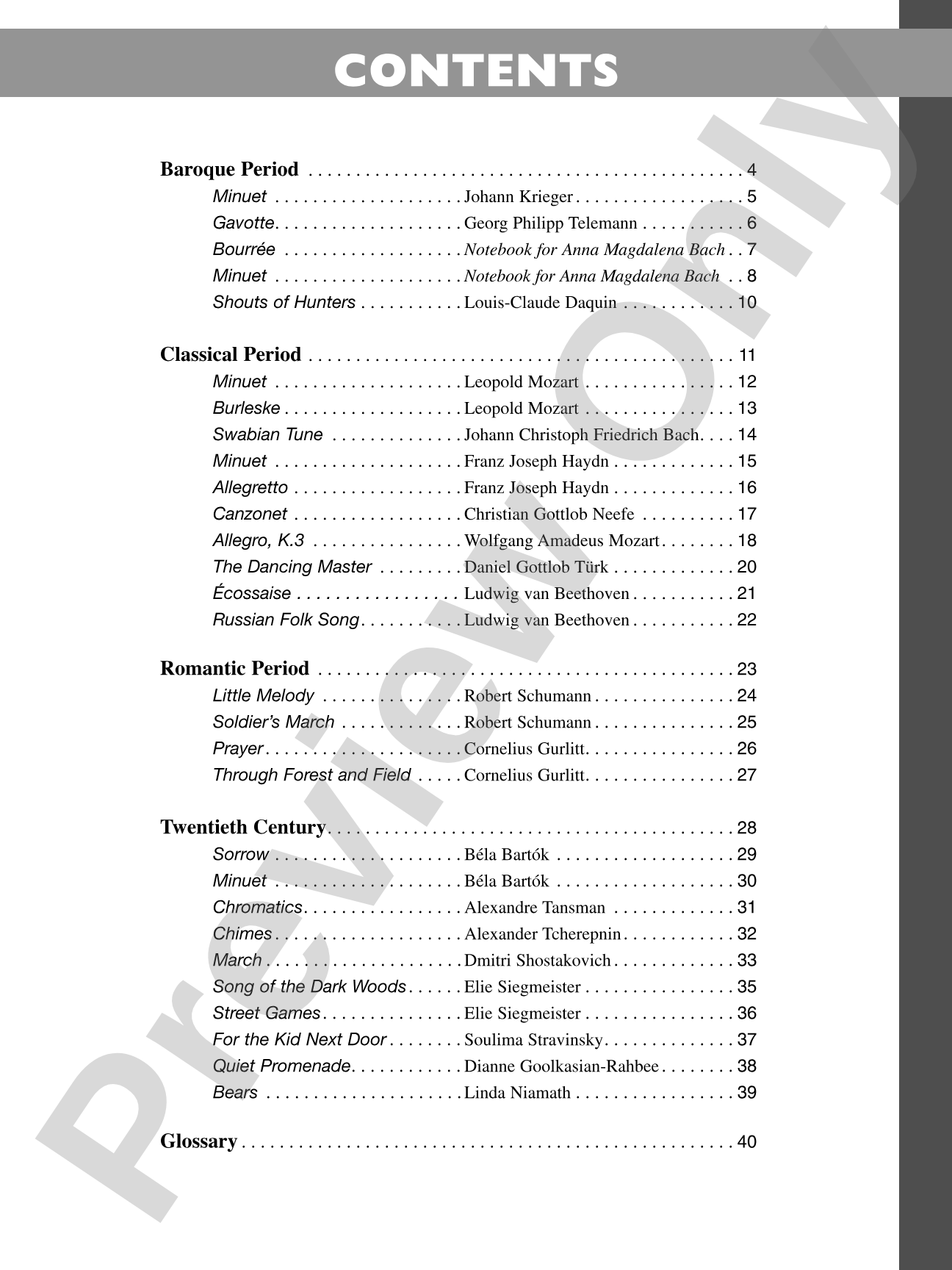 The Music Tree: Keyboard Literature, Part 4: Timeless Gems from 18th, 19th & 20th Centuries: Piano