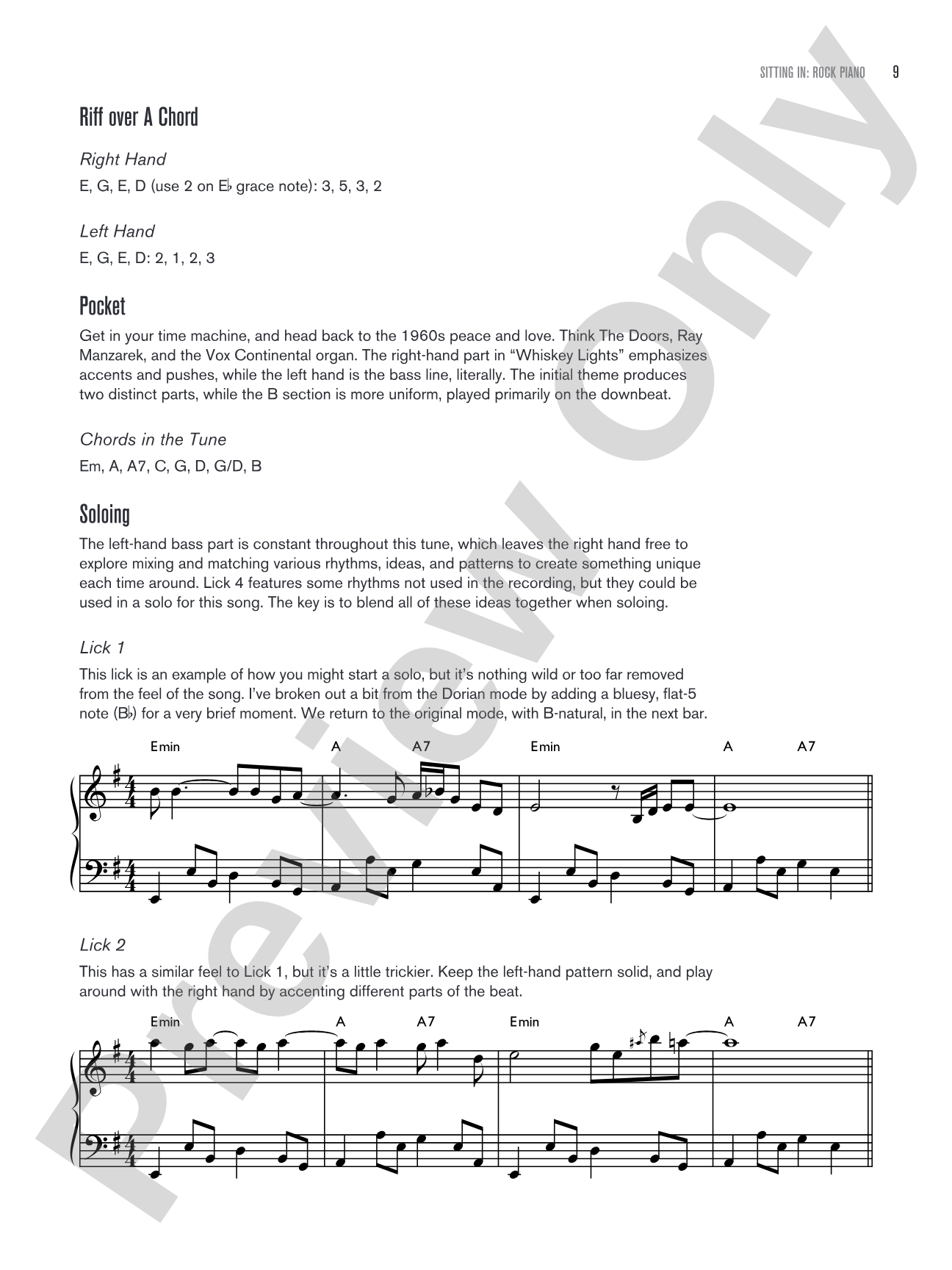 Sitting In: Rock Piano: Backing Tracks and Improv Lessons: Piano