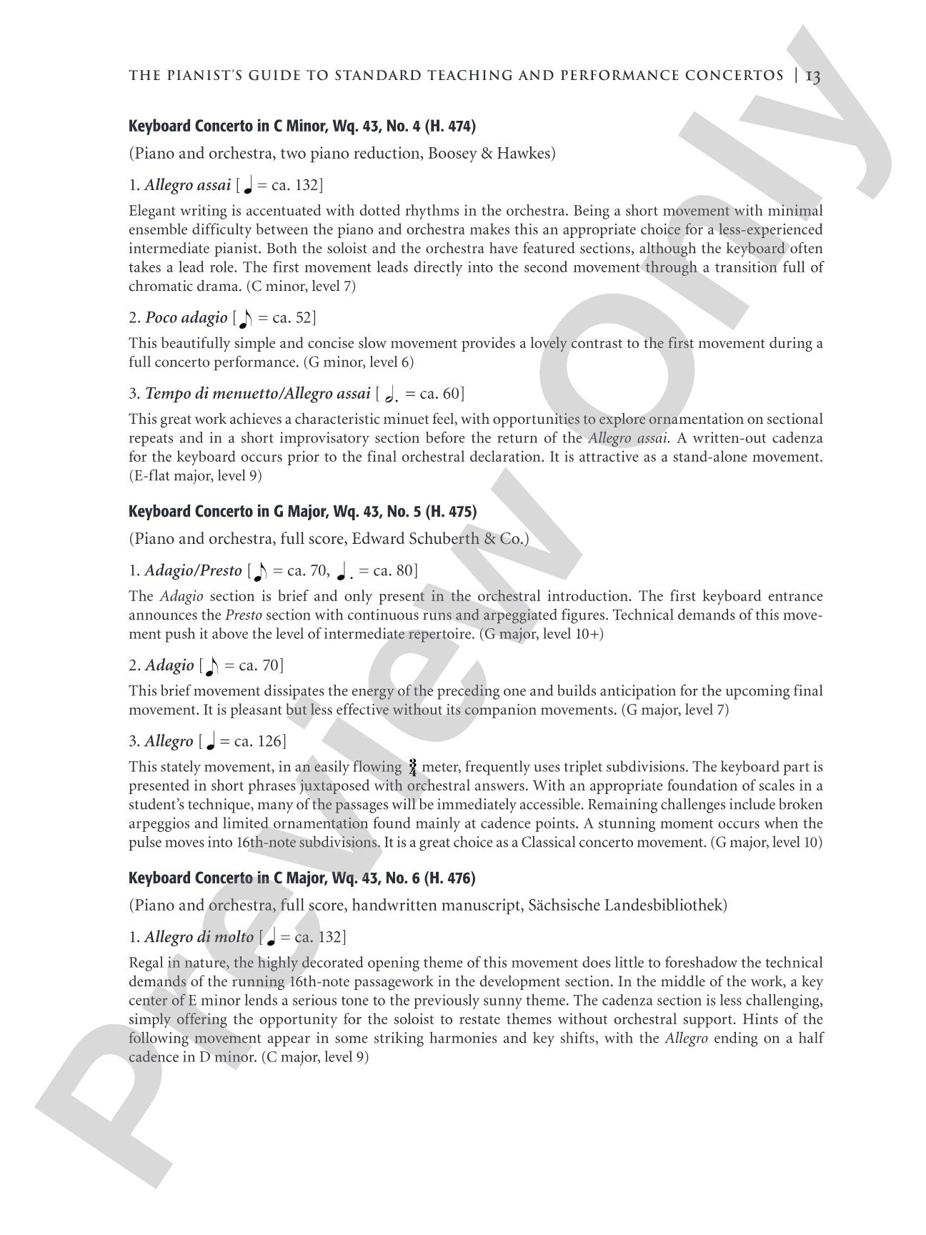 The Pianist's Guide to Standard Teaching and Performance Concertos: An Invaluable Resource of Keyboard Concertos from Baroque Through Contemporary Periods for Teachers, Students, and Performers: Piano