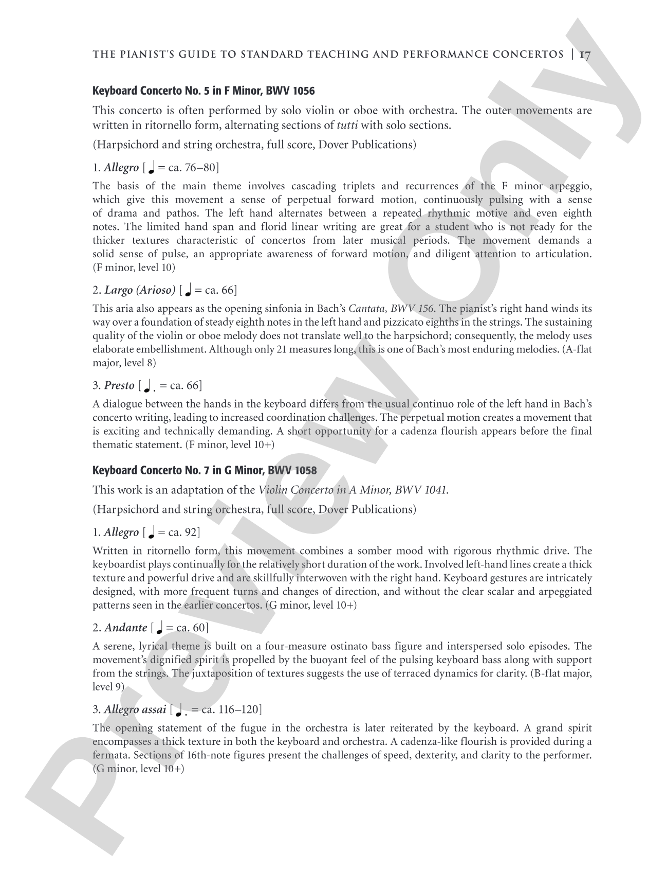 The Pianist's Guide to Standard Teaching and Performance Concertos: An Invaluable Resource of Keyboard Concertos from Baroque Through Contemporary Periods for Teachers, Students, and Performers: Piano