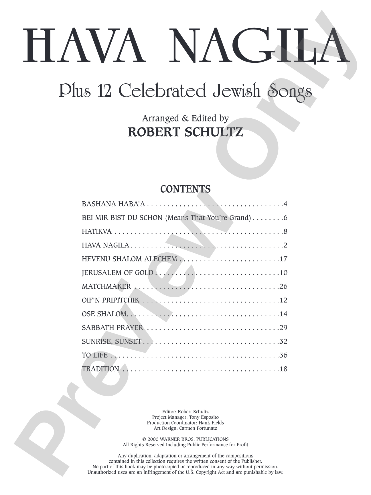 Hava Nagila Plus 12 Celebrated Jewish Songs: Piano