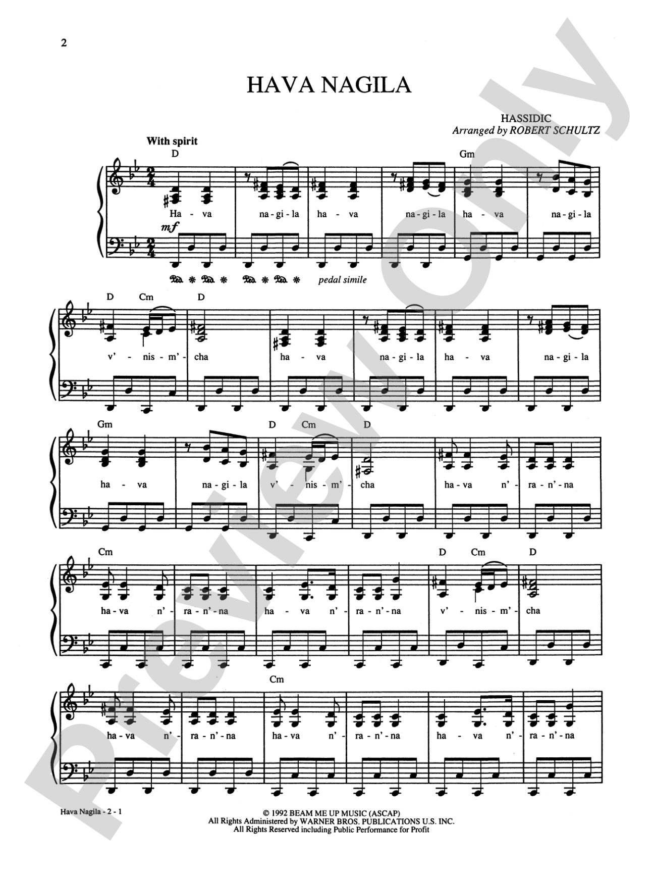 Hava Nagila Plus 12 Celebrated Jewish Songs: Piano
