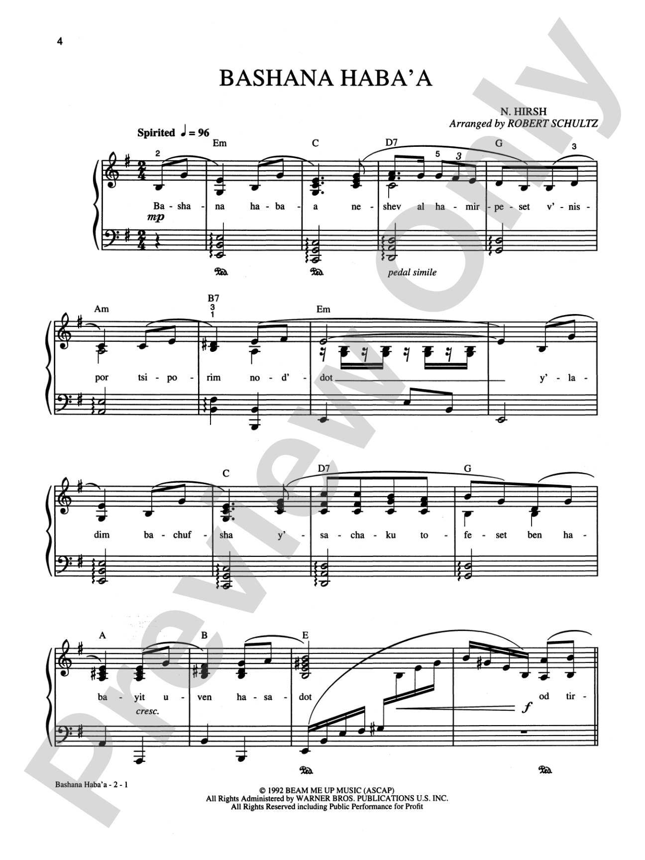Hava Nagila Plus 12 Celebrated Jewish Songs: Piano