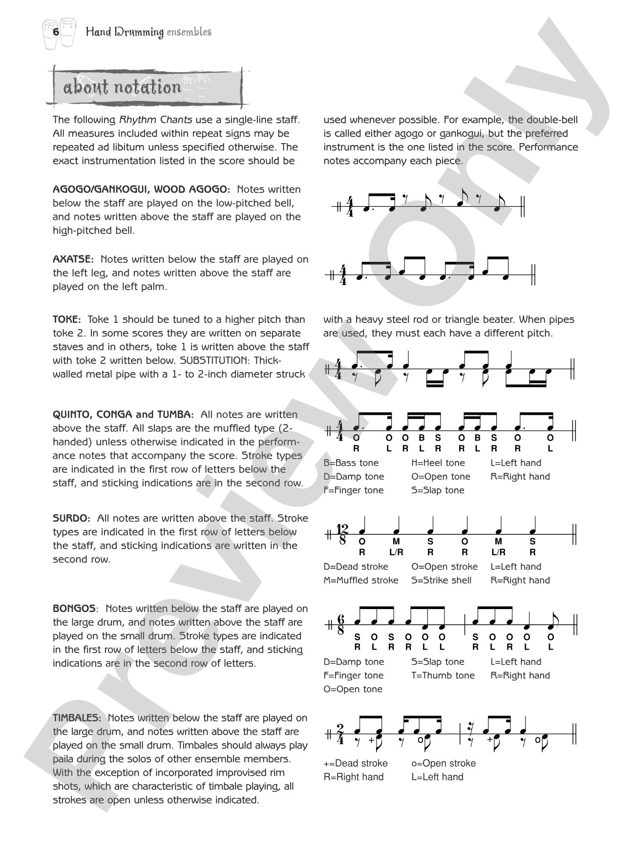 Hand Drumming Ensembles: Rhythm Charts for Group Performance: Percussion Ensemble
