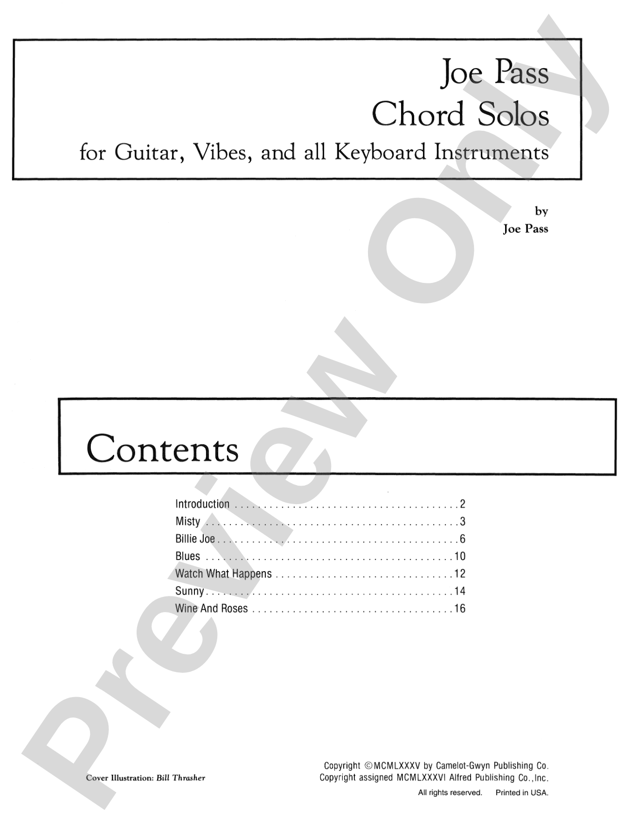 Joe Pass Chord Solos: For Guitar, Vibes, and All Keyboard Instruments