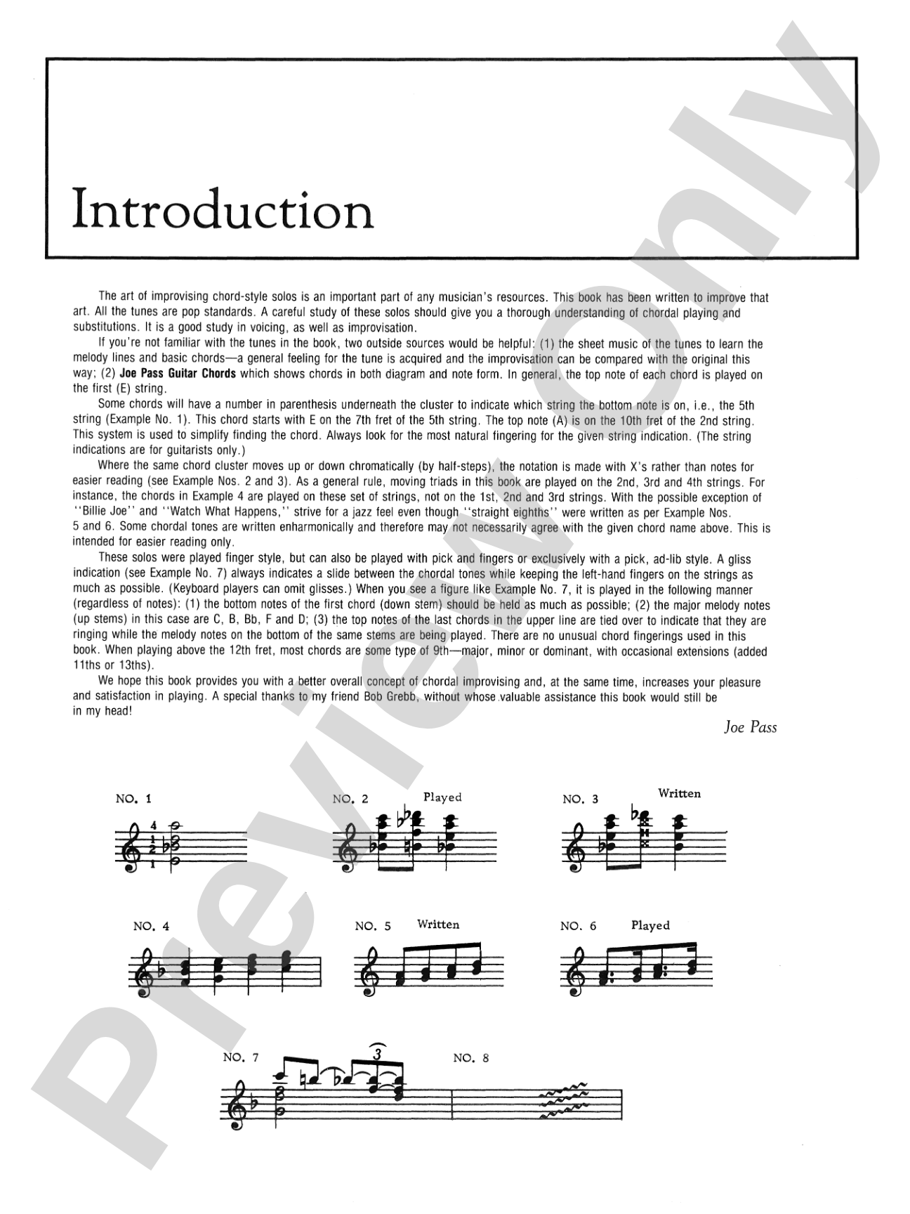 Joe Pass Chord Solos: For Guitar, Vibes, and All Keyboard Instruments
