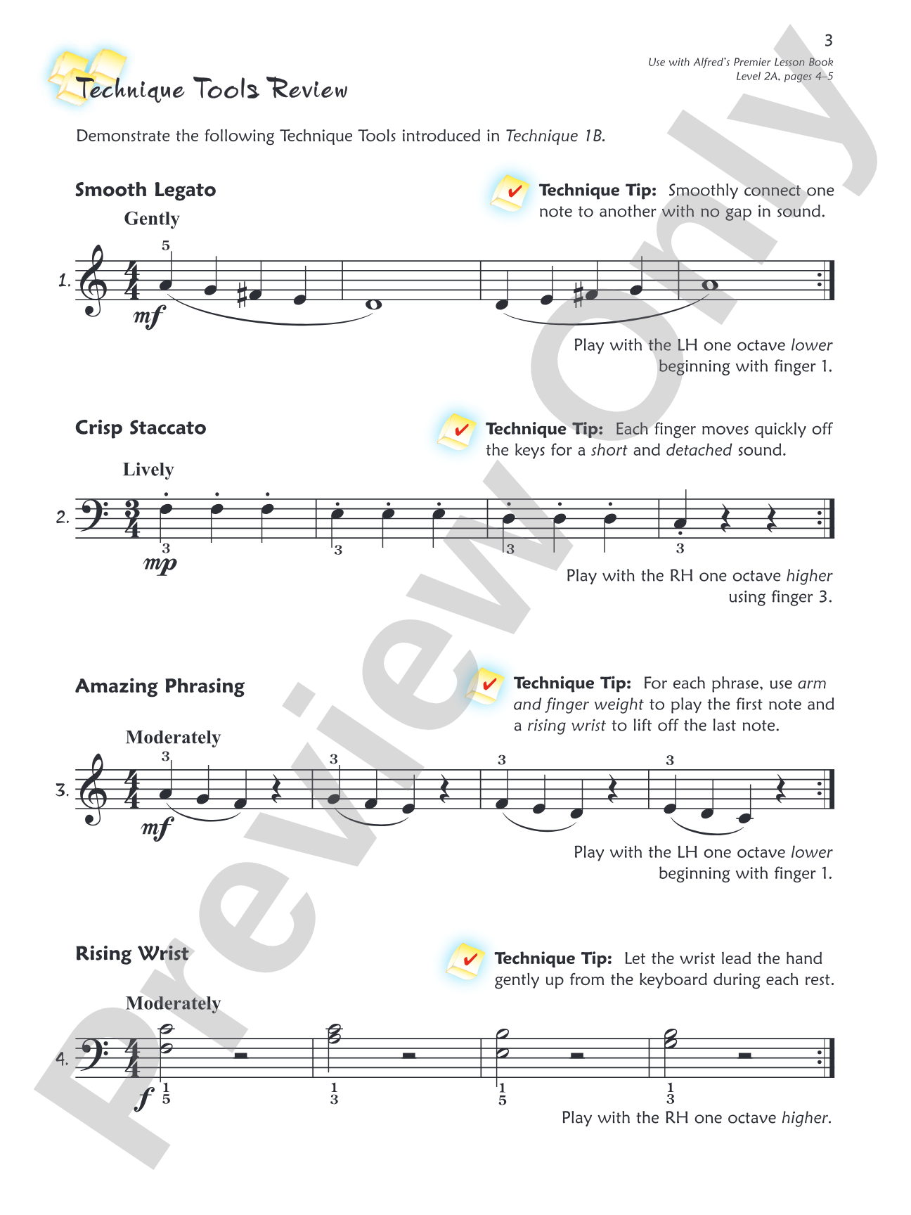 Premier Piano Course, Technique 2A
