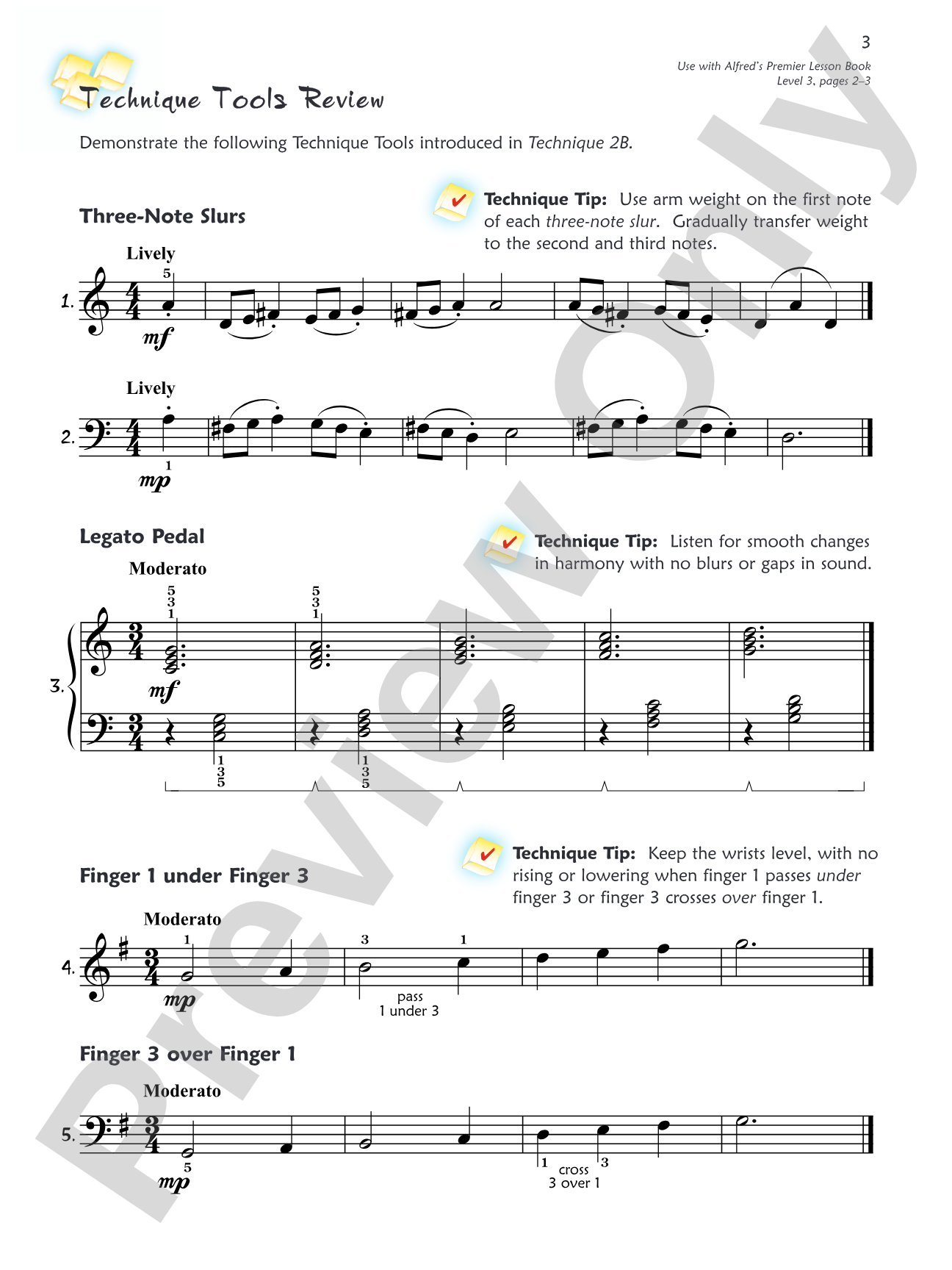 Premier Piano Course, Technique 3: Piano