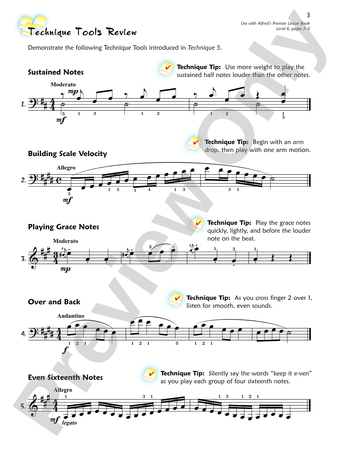 Premier Piano Course, Technique 6: Piano