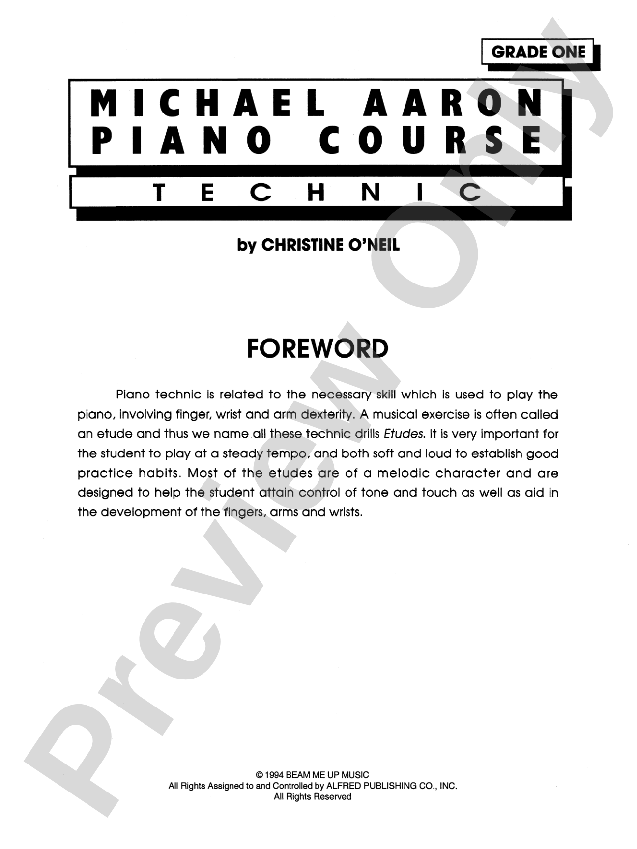 Michael Aaron Piano Course: Technic, Grade 1: Piano