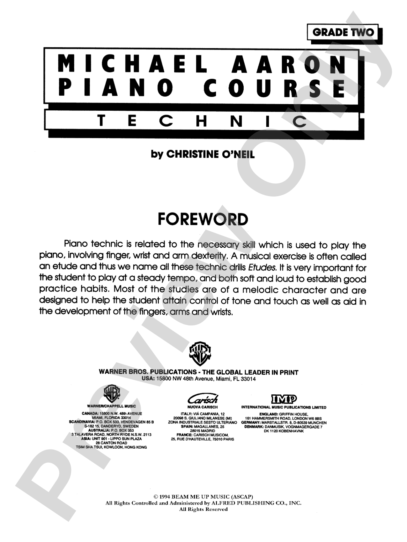 Michael Aaron Piano Course: Technic, Grade 2: Piano