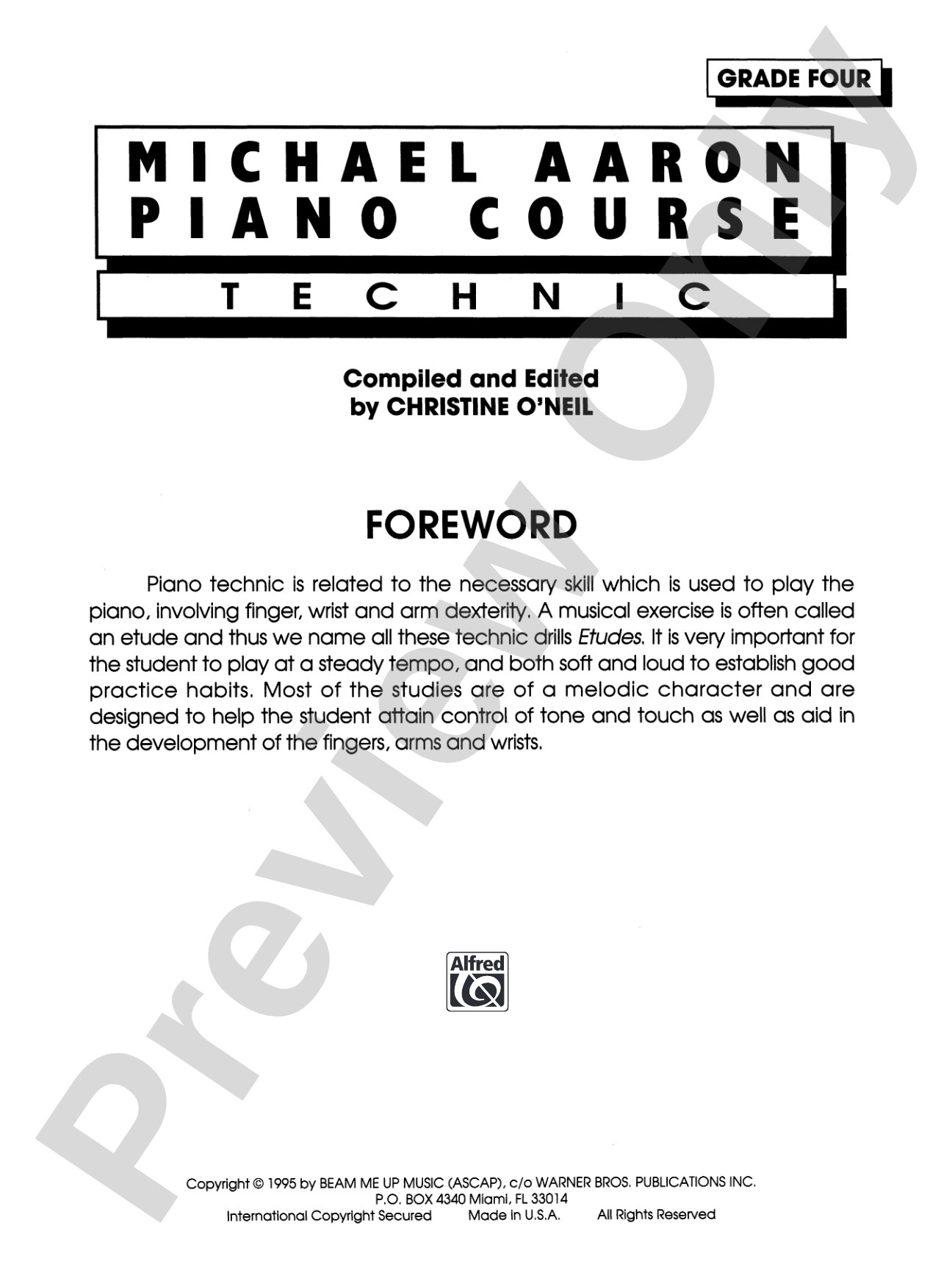 Michael Aaron Piano Course: Technic, Grade 4: Piano