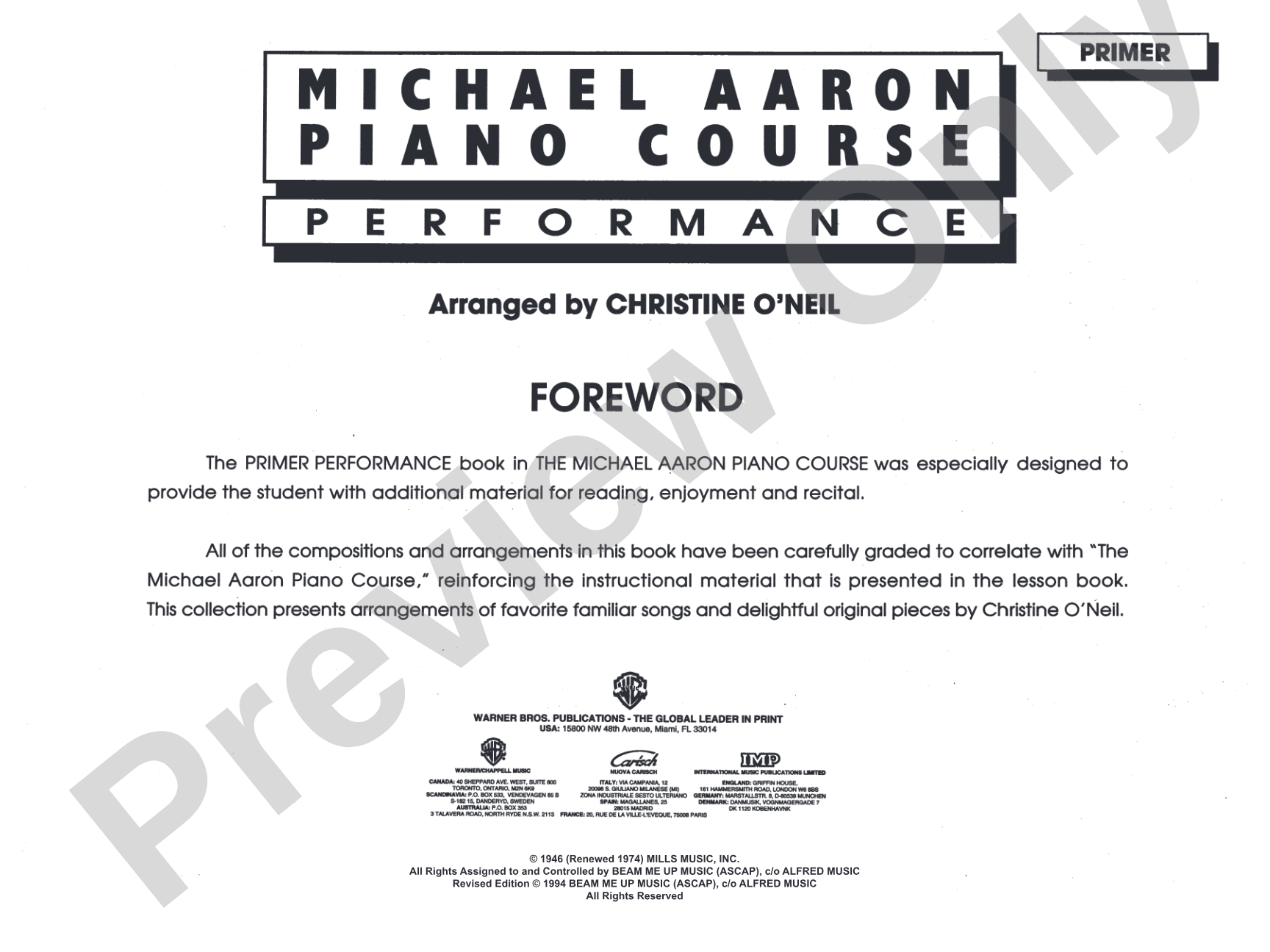 Michael Aaron Piano Course: Performance, Primer: Piano
