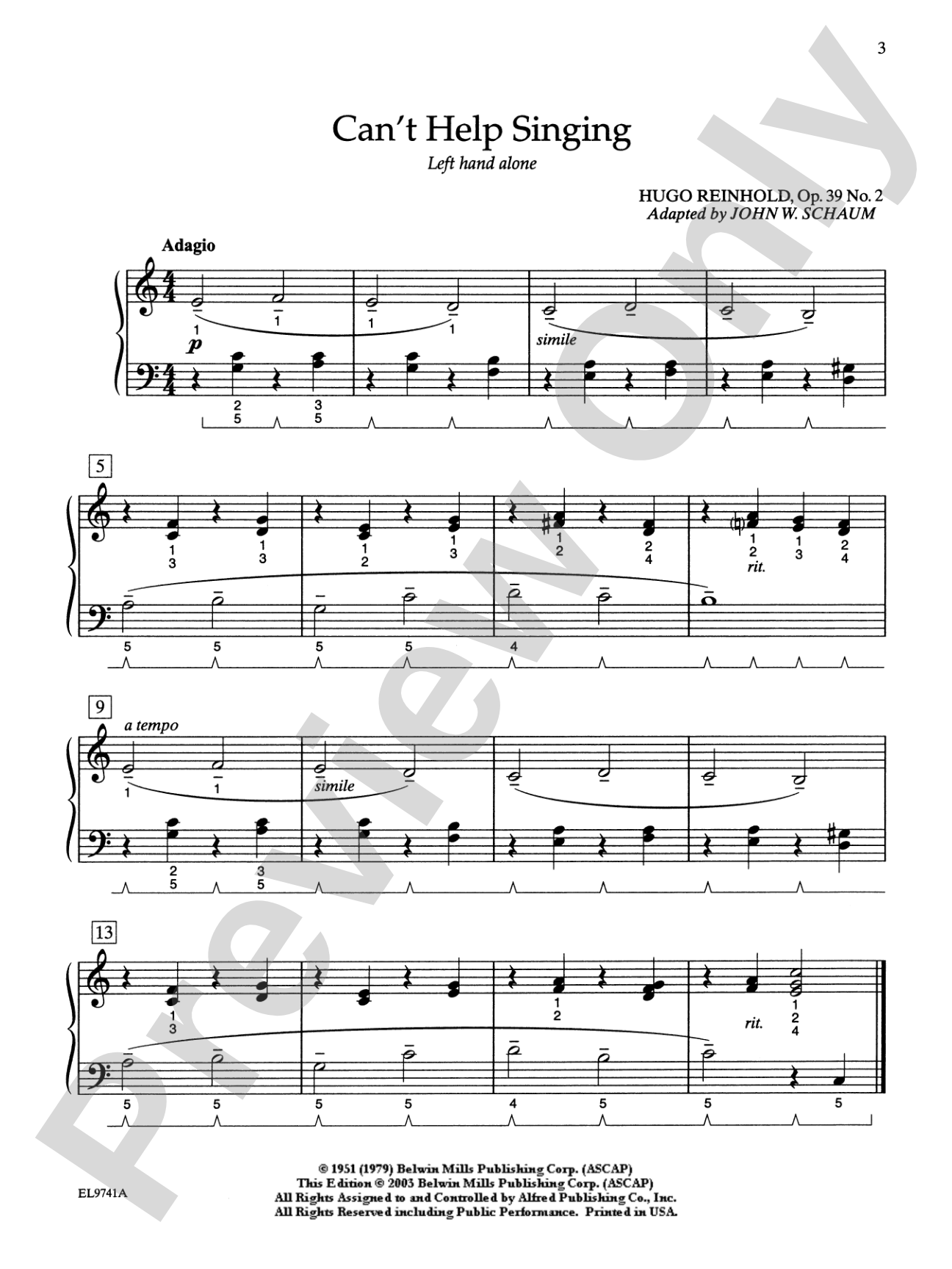 Left-Hand Solos, Book 1 (for left hand alone) Classical Themes: Piano