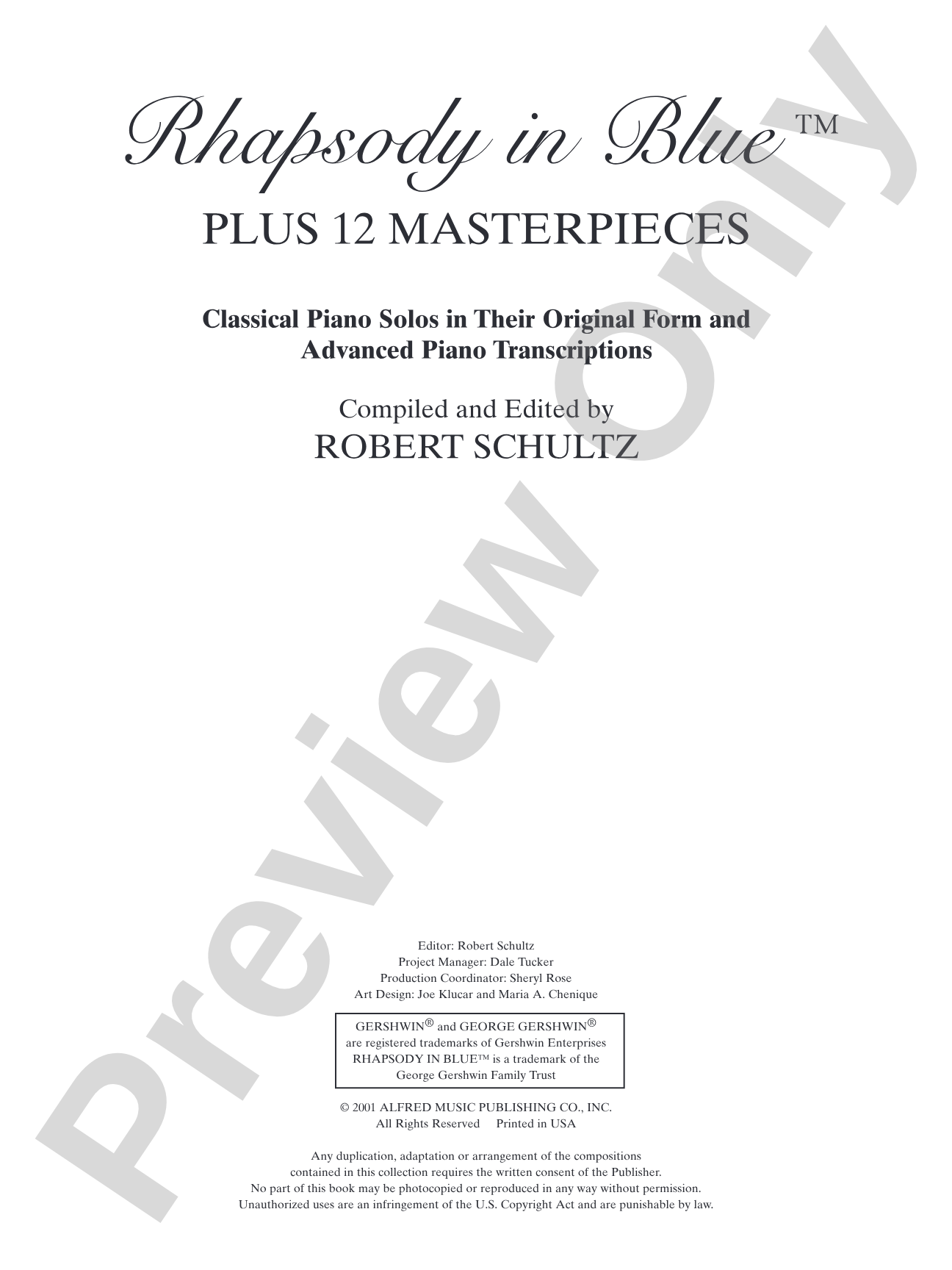 Rhapsody in Blue Plus 12 Masterpieces: Piano