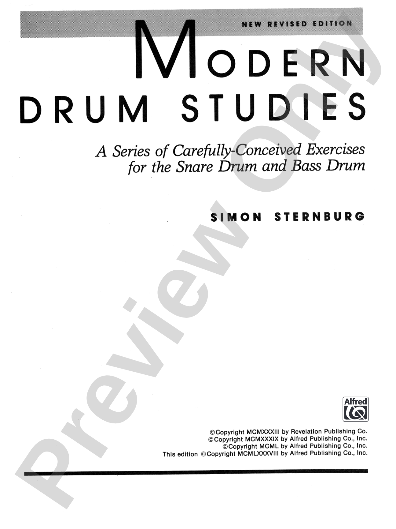 Modern Drum Studies (Revised): A Series of Carefully Conceived Exercises for the Snare Drum and Bass Drum