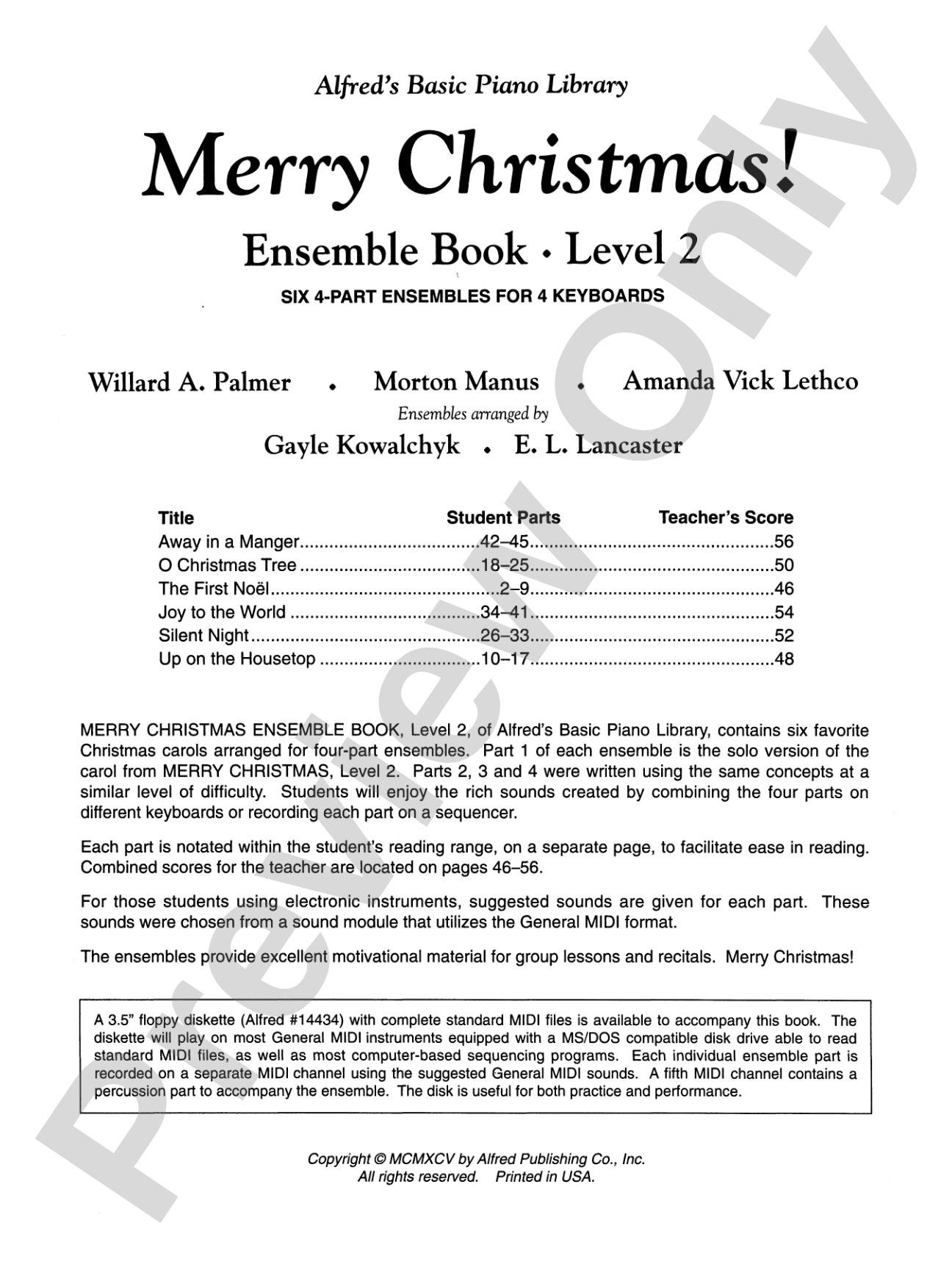 Alfred's Basic Piano Library: Merry Christmas! Ensemble, Book 2: Piano
