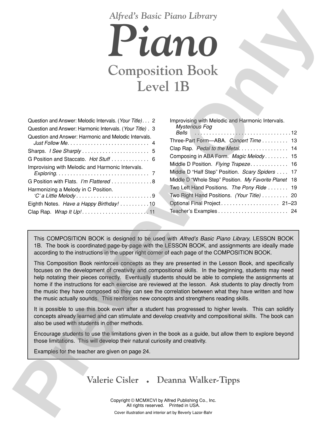 Alfred's Basic Piano Library: Composition Book 1B: Piano