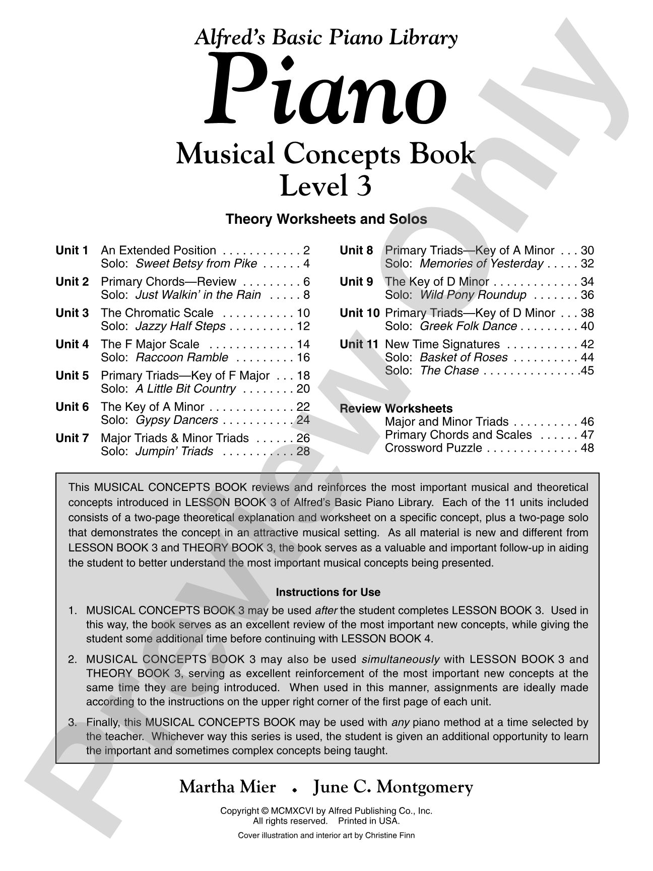Alfred's Basic Piano Library: Musical Concepts Book 3: Theory Worksheets and Solos: Piano