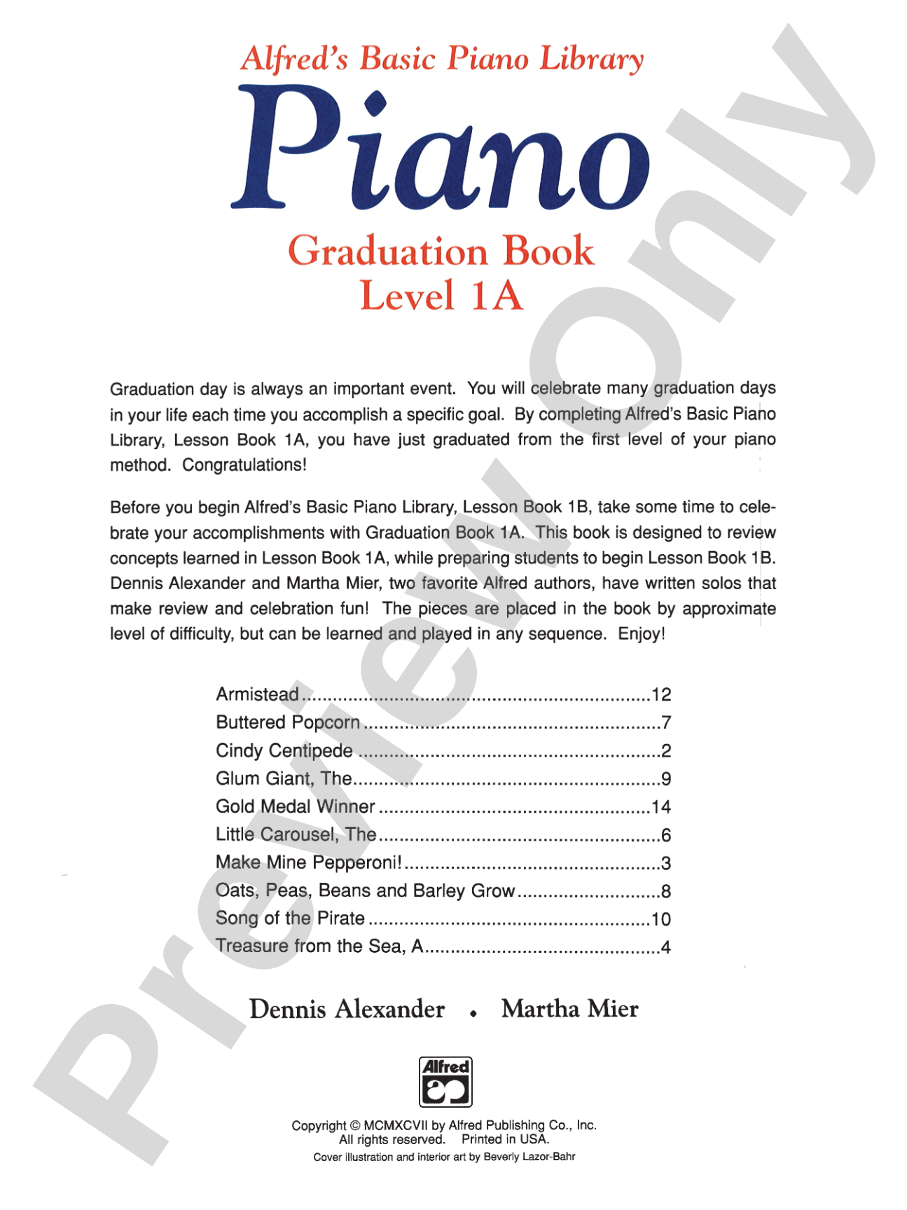 Alfred's Basic Piano Library: Graduation Book 1A: Piano