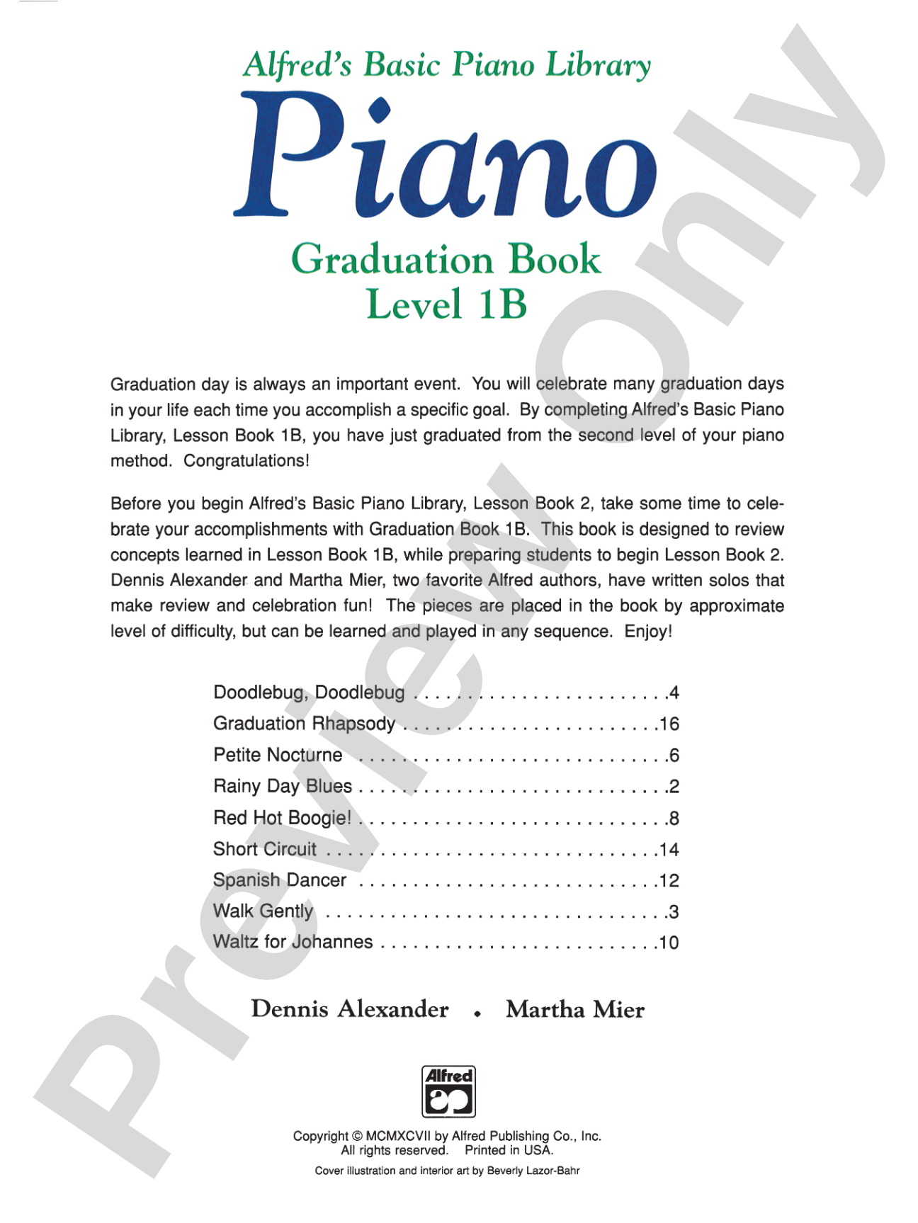Alfred's Basic Piano Library: Graduation Book 1B: Piano