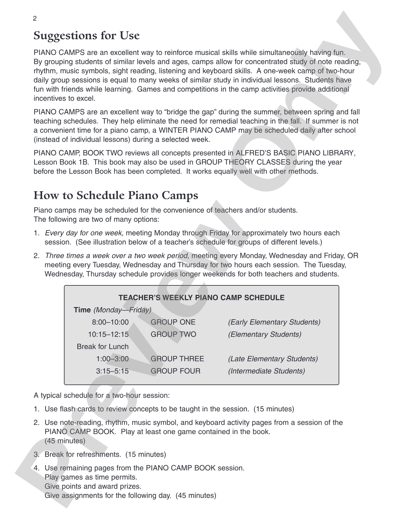 Piano Camp, Book 2: Five Sessions of Musical Activities for the Early Elementary Piano Student: Piano