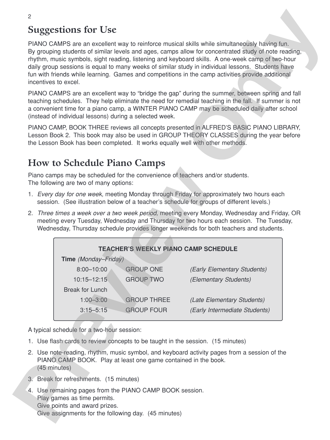 Piano Camp, Book 3: Five Sessions of Musical Activities for the Late Elementary Piano Student: Piano