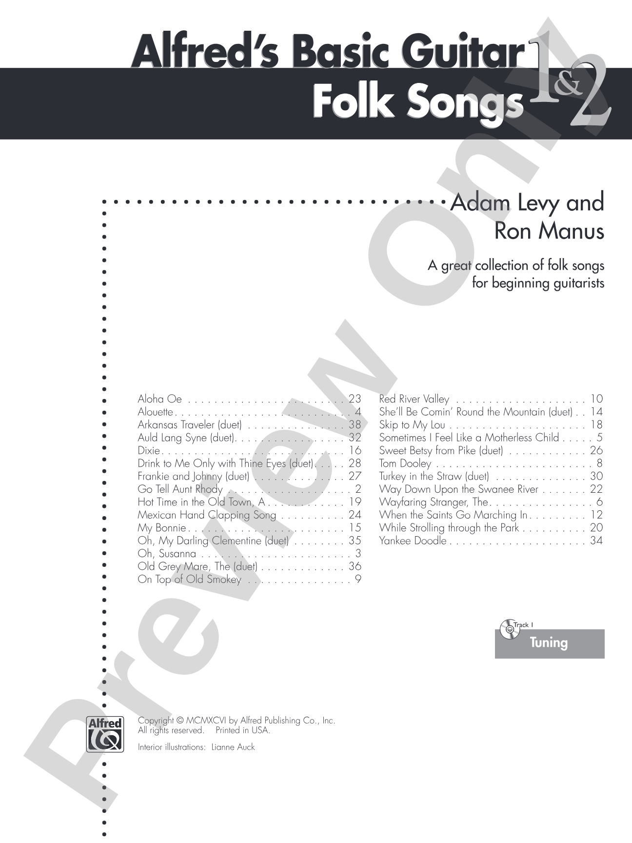 Alfred's Basic Guitar Folk Songs 1 & 2: Easy Guitar