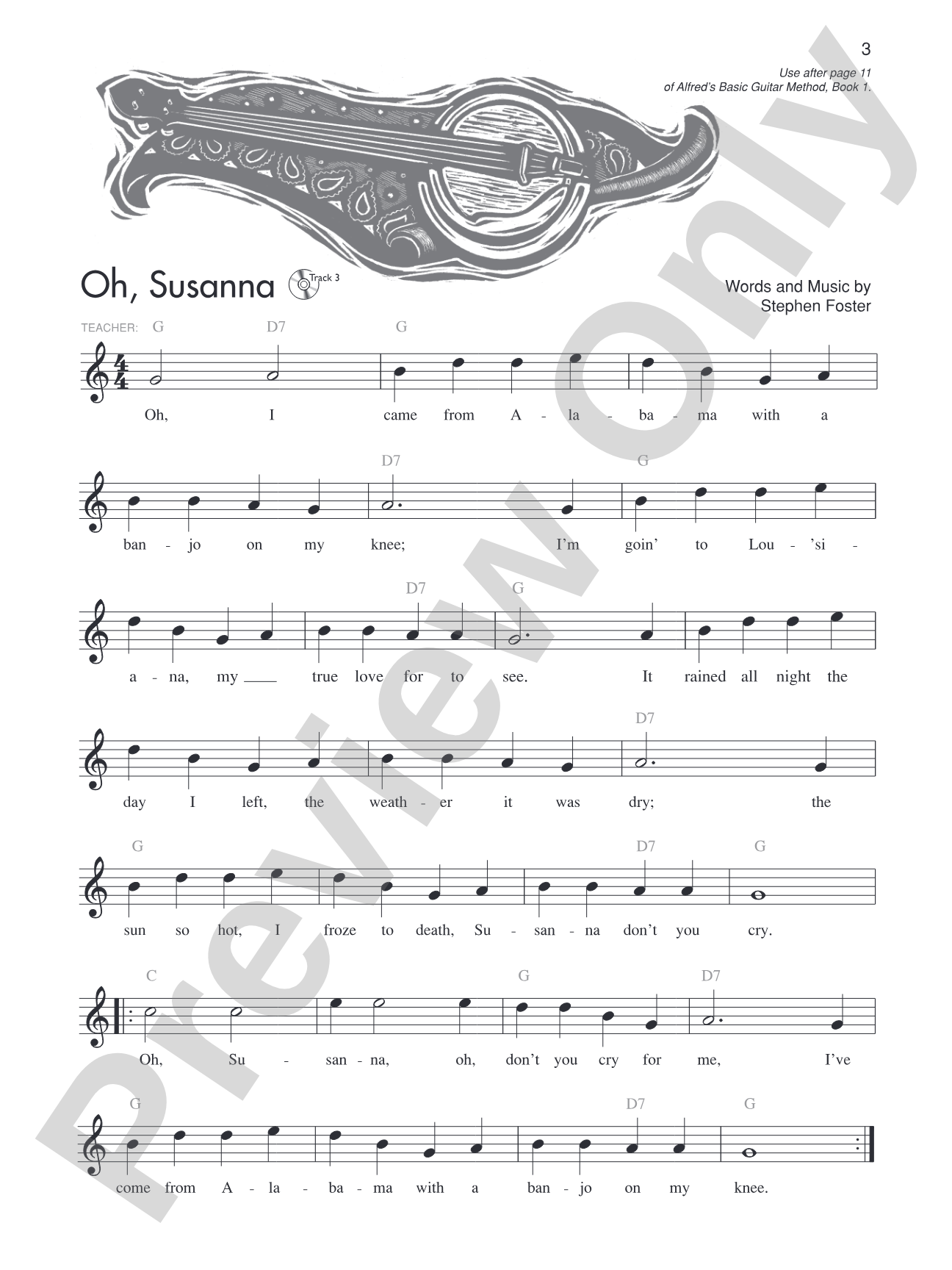 Alfred's Basic Guitar Folk Songs 1 & 2: Easy Guitar