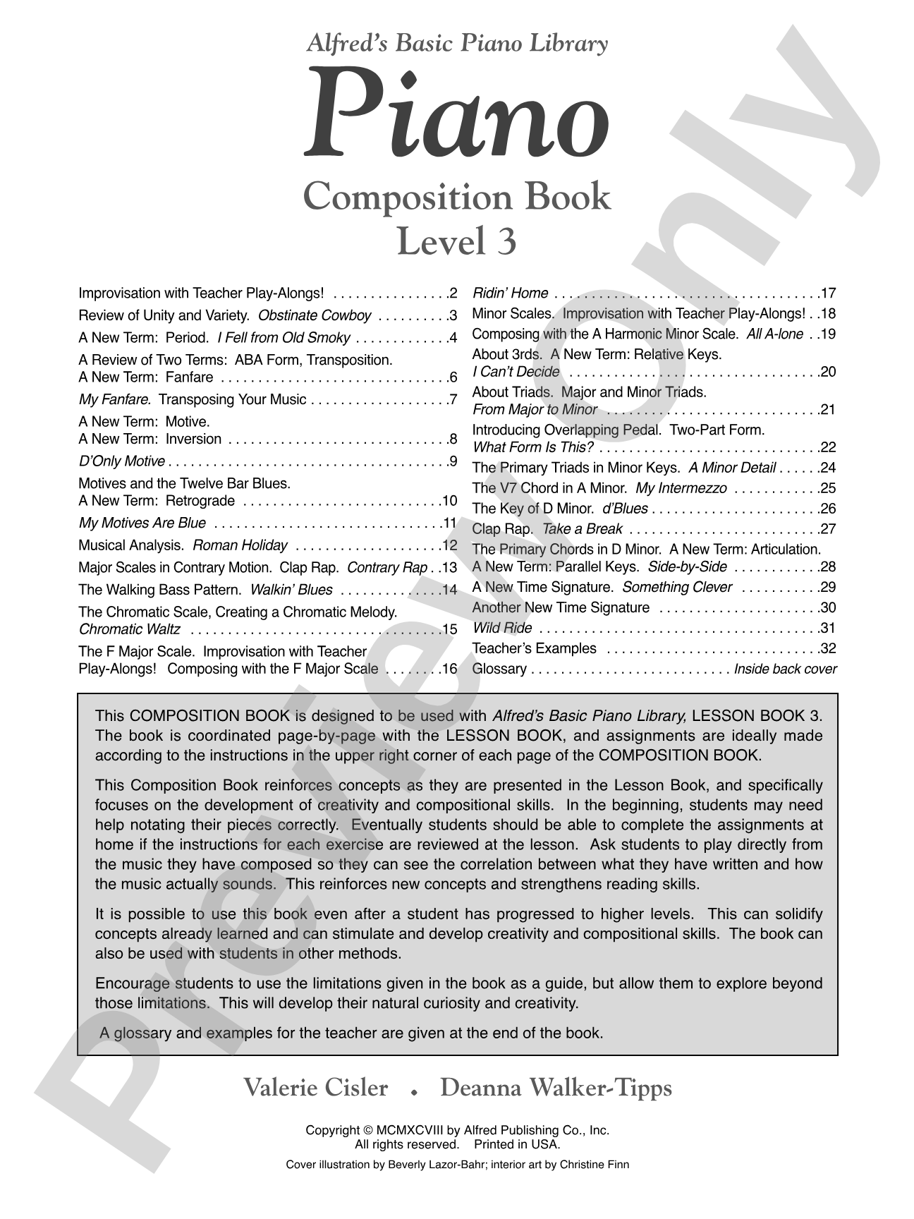 Alfred's Basic Piano Library: Composition Book 3: Piano